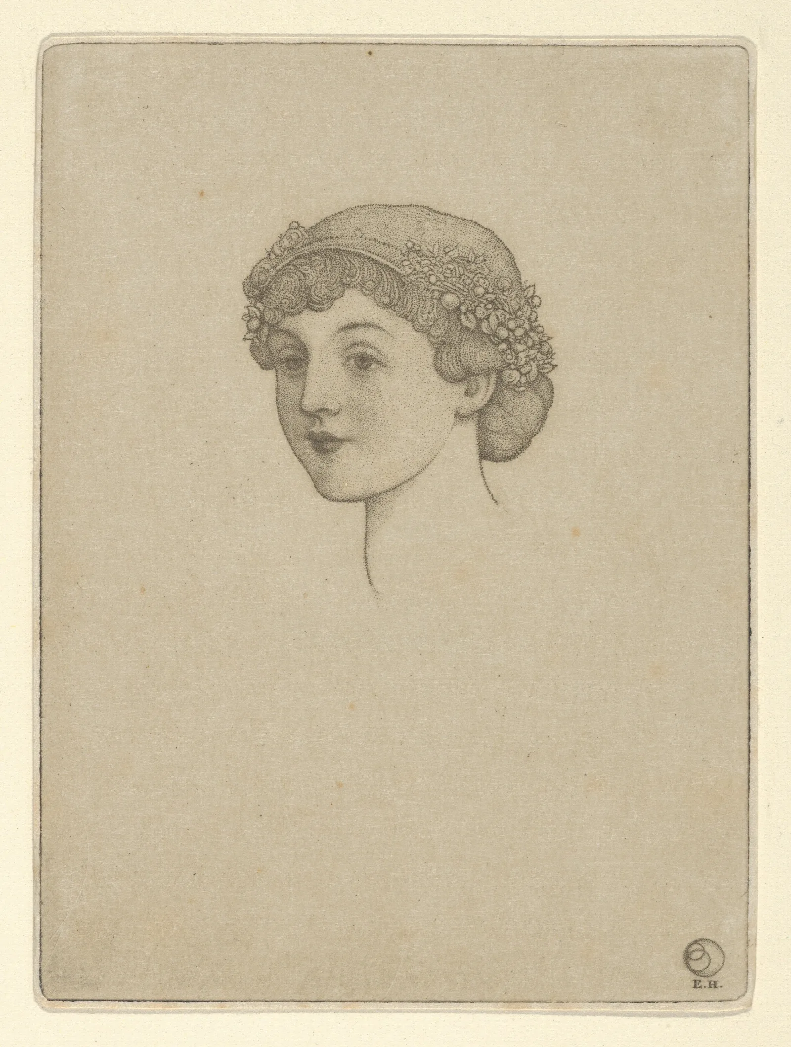 Portrait Of A Girls Head With Flowers In Her Hair Wall Art by Ernest Haskell - Canvas Print