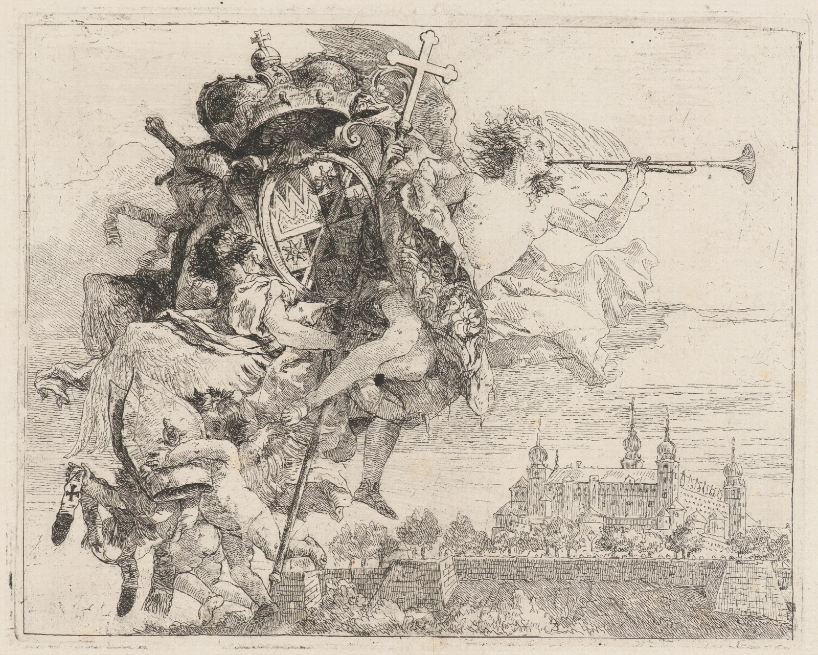 Arms Of Carl Philipp Von Greiffenflau Prince Bishop Of Wurzburg Wall Art by Giovanni Domenico Tiepolo - Canvas Print