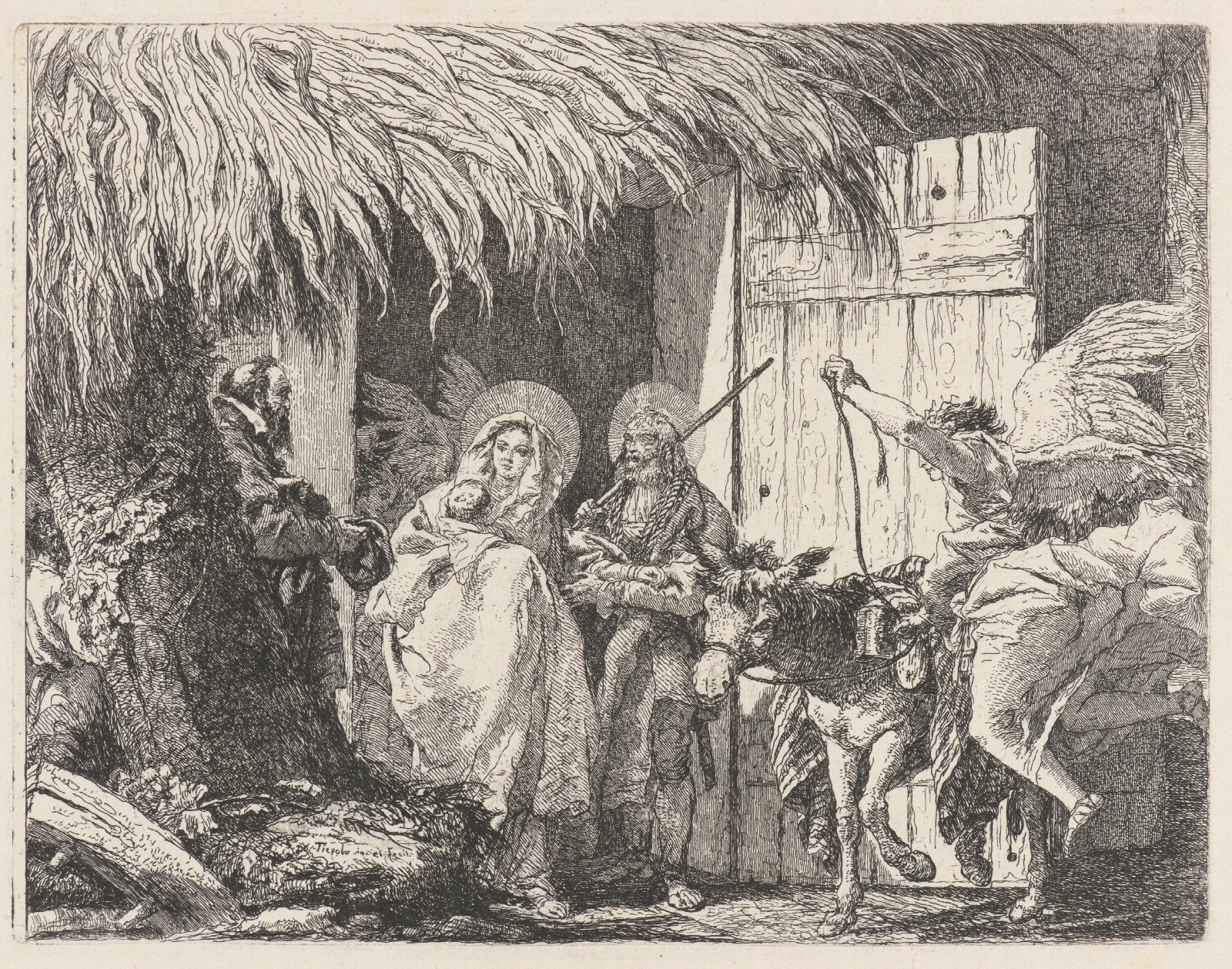 Joseph And Mary Prepare To Leave Wall Art by Giovanni Domenico Tiepolo - Canvas Print