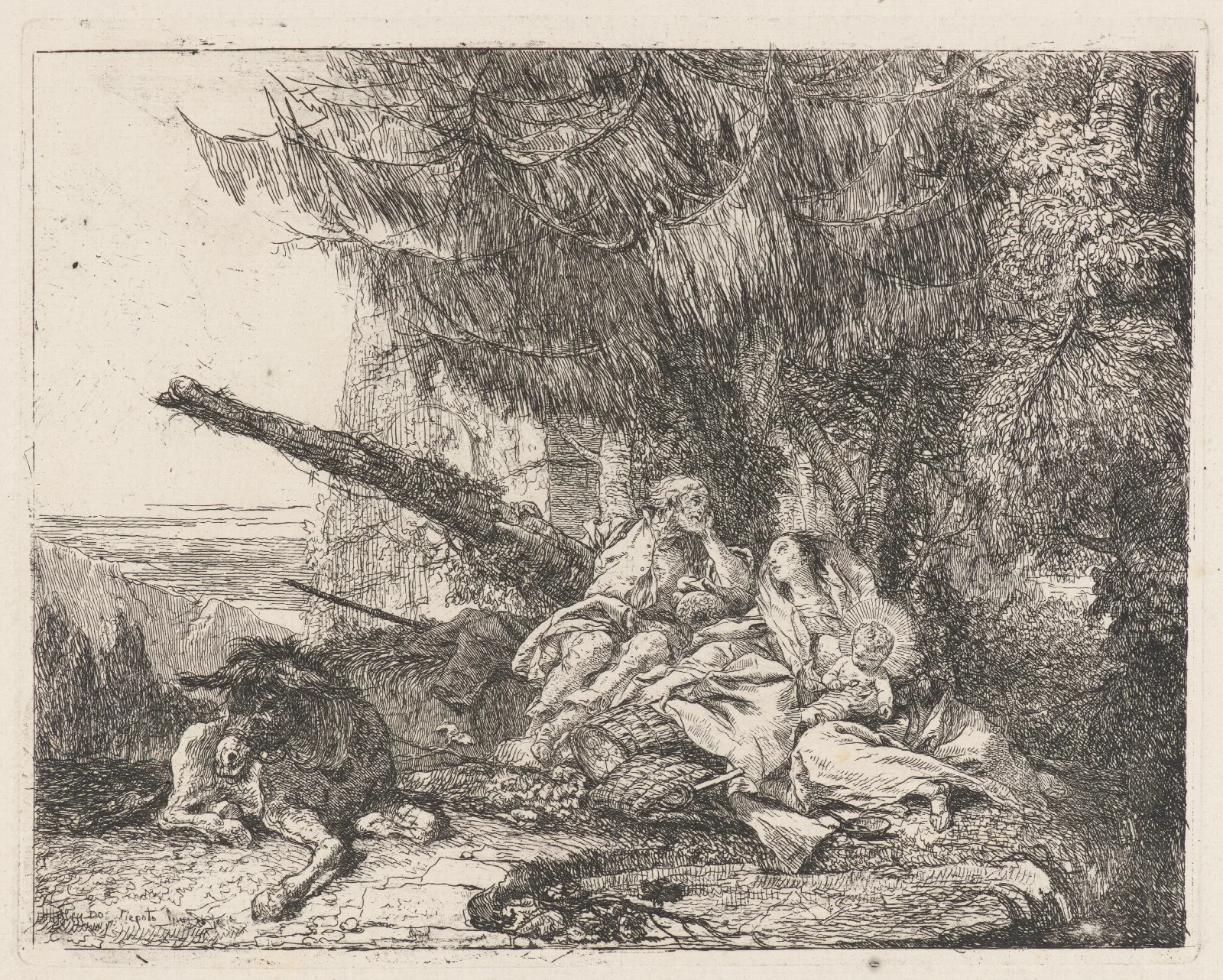 The Rest On The Flight Wall Art by Giovanni Domenico Tiepolo - Canvas Print
