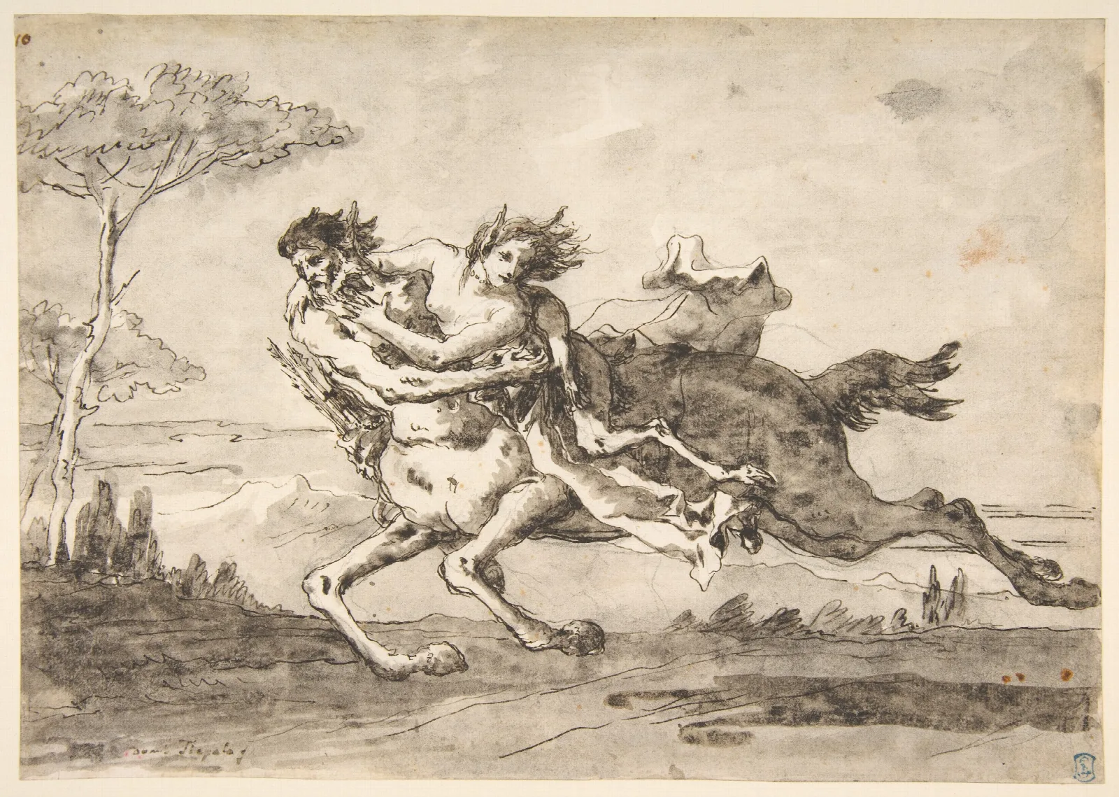 Centaur Abducting A Satyress Wall Art by Giovanni Domenico Tiepolo - Canvas Print