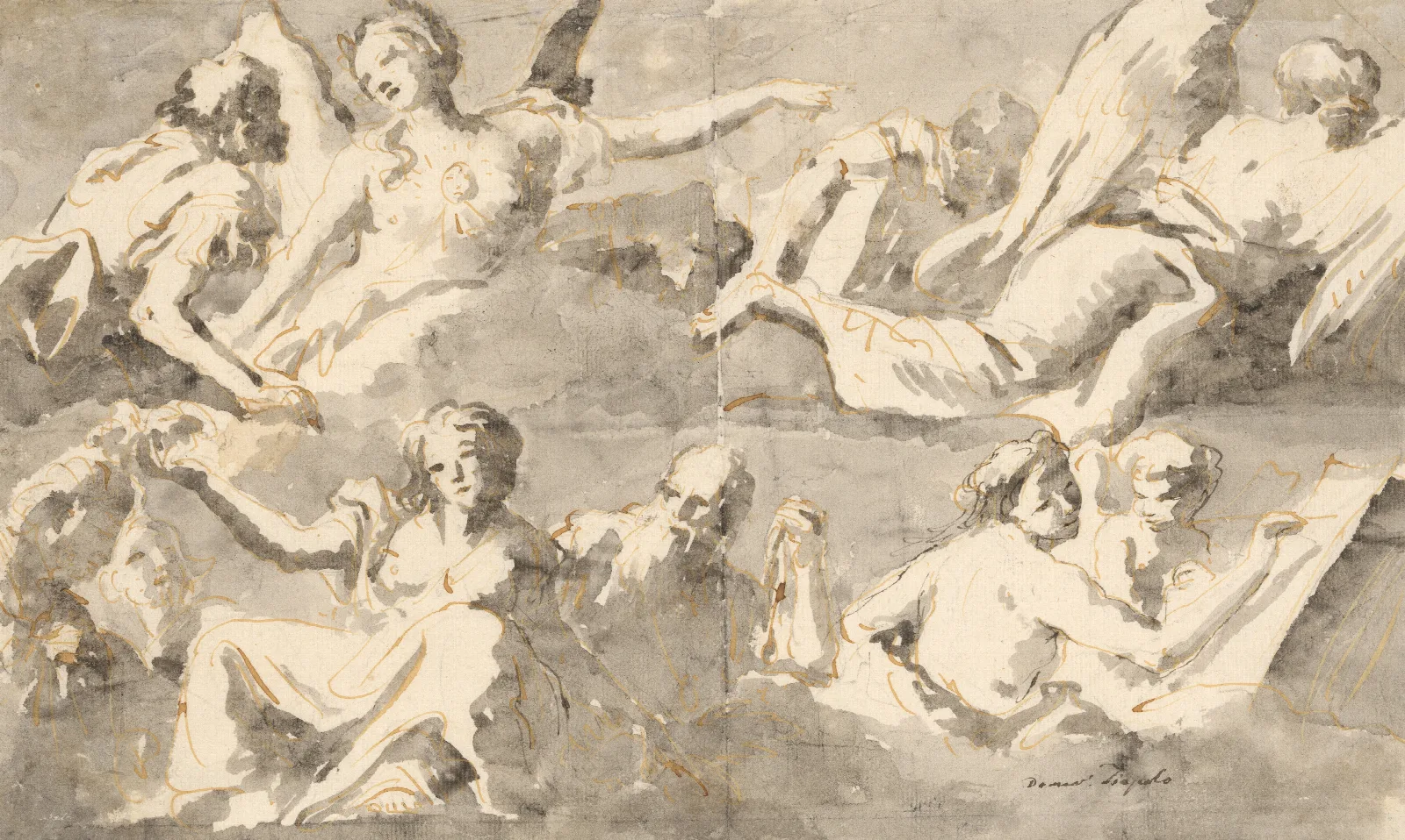 Frieze Of Allegorical Figures Wall Art by Giovanni Domenico Tiepolo - Canvas Print