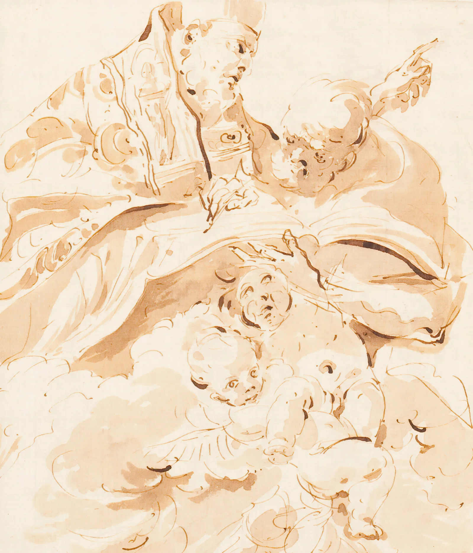 Papal Declaration St Augustine With Scribe And Angels Wall Art by Giovanni Domenico Tiepolo - Canvas Print