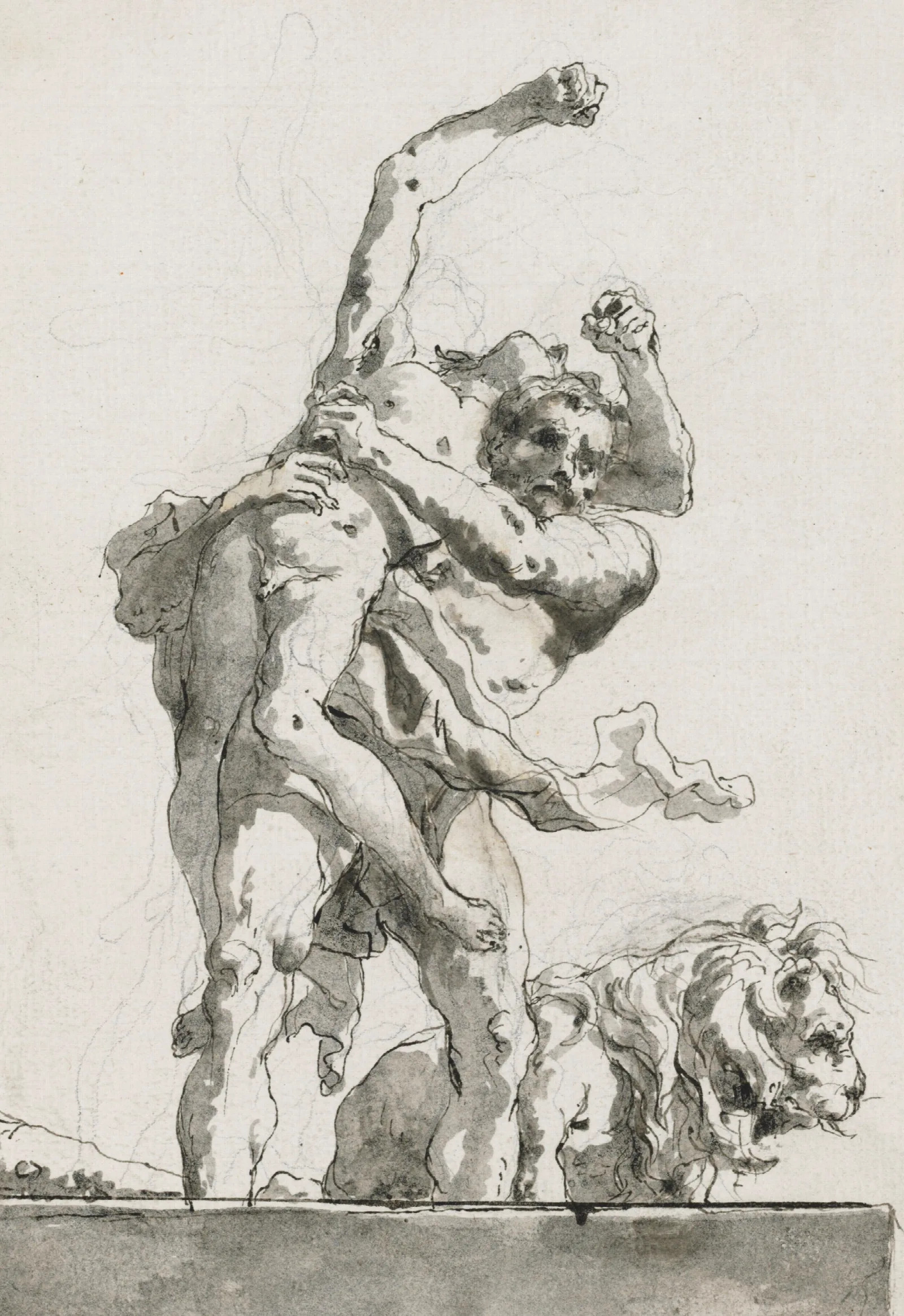 Hercules And Antaeus 4 Wall Art by Giovanni Domenico Tiepolo - Canvas Print