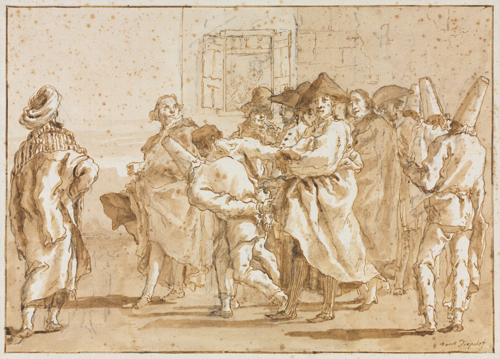 Punchinello Arrested Wall Art by Giovanni Domenico Tiepolo - Canvas Print