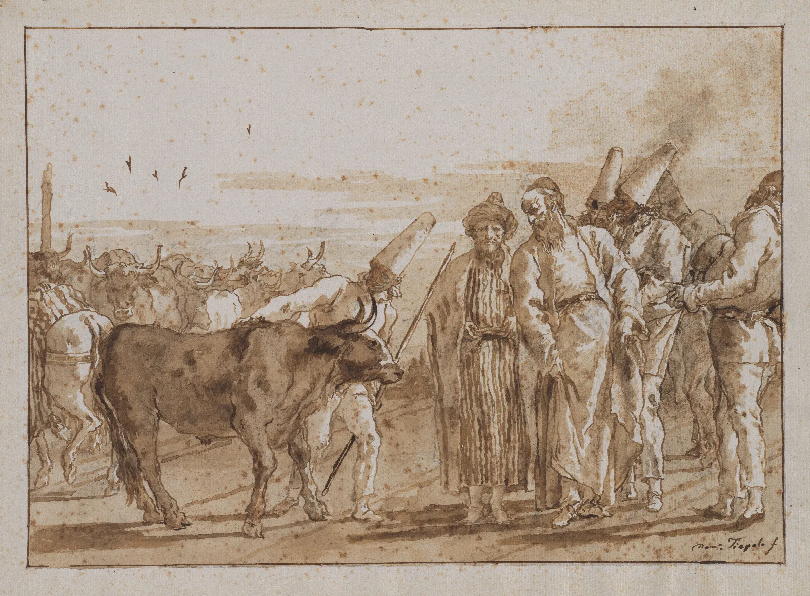 The Cattle Vendor 2 Wall Art by Giovanni Domenico Tiepolo - Canvas Print