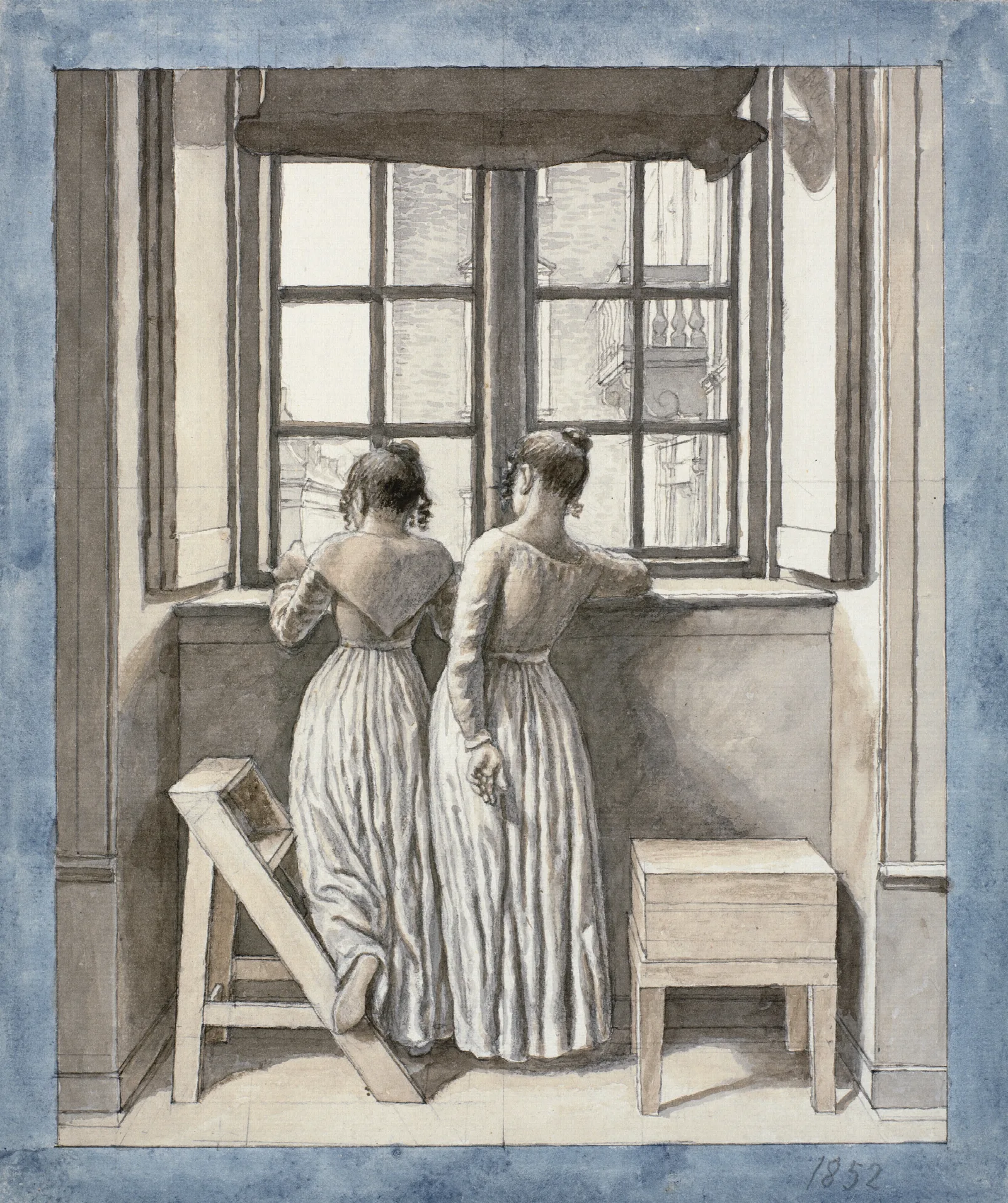 At A Window In The Artists Studio Wall Art by Christoffer Wilhelm Eckersberg - Canvas Print