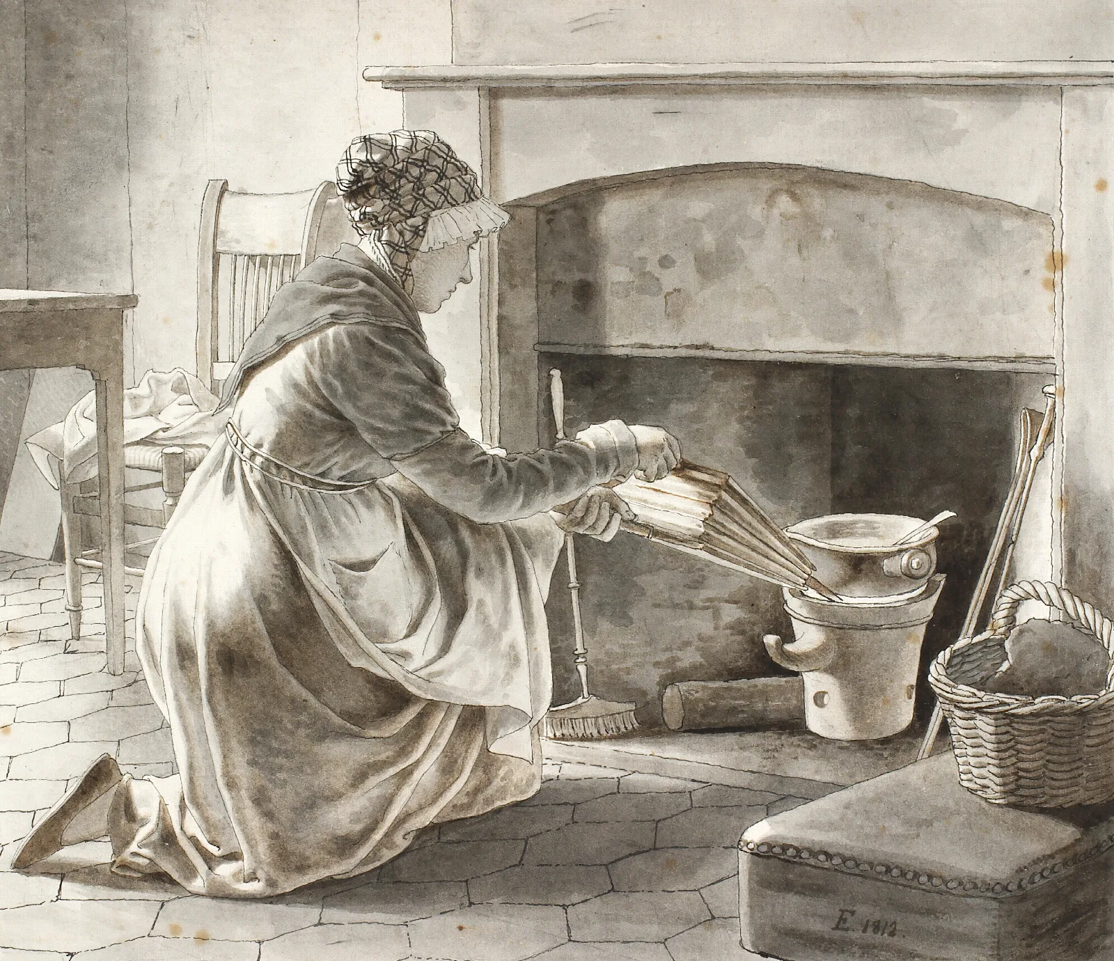 Food Is Prepared Eckersbergs Hostess In Paris Wall Art by Christoffer Wilhelm Eckersberg - Canvas Print