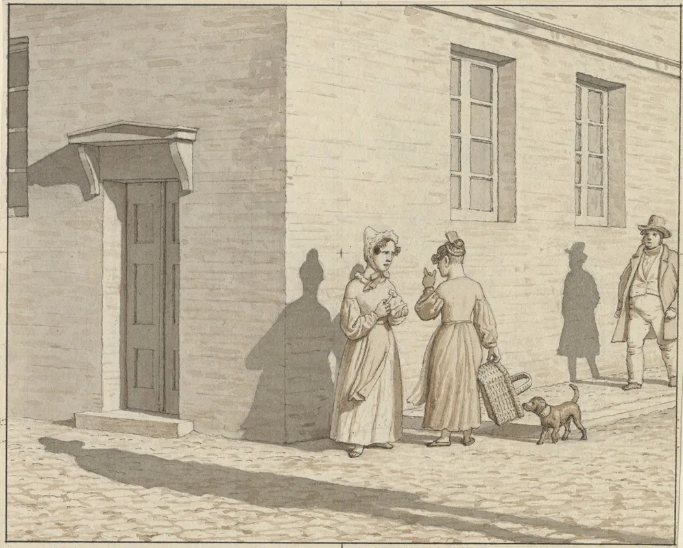 Linearperspectiven Anvendt Paa Malerkunsten Tavle Vii1 Et Mode Pa Et Gadehjorne Wall Art by Christoffer Wilhelm Eckersberg - Canvas Print