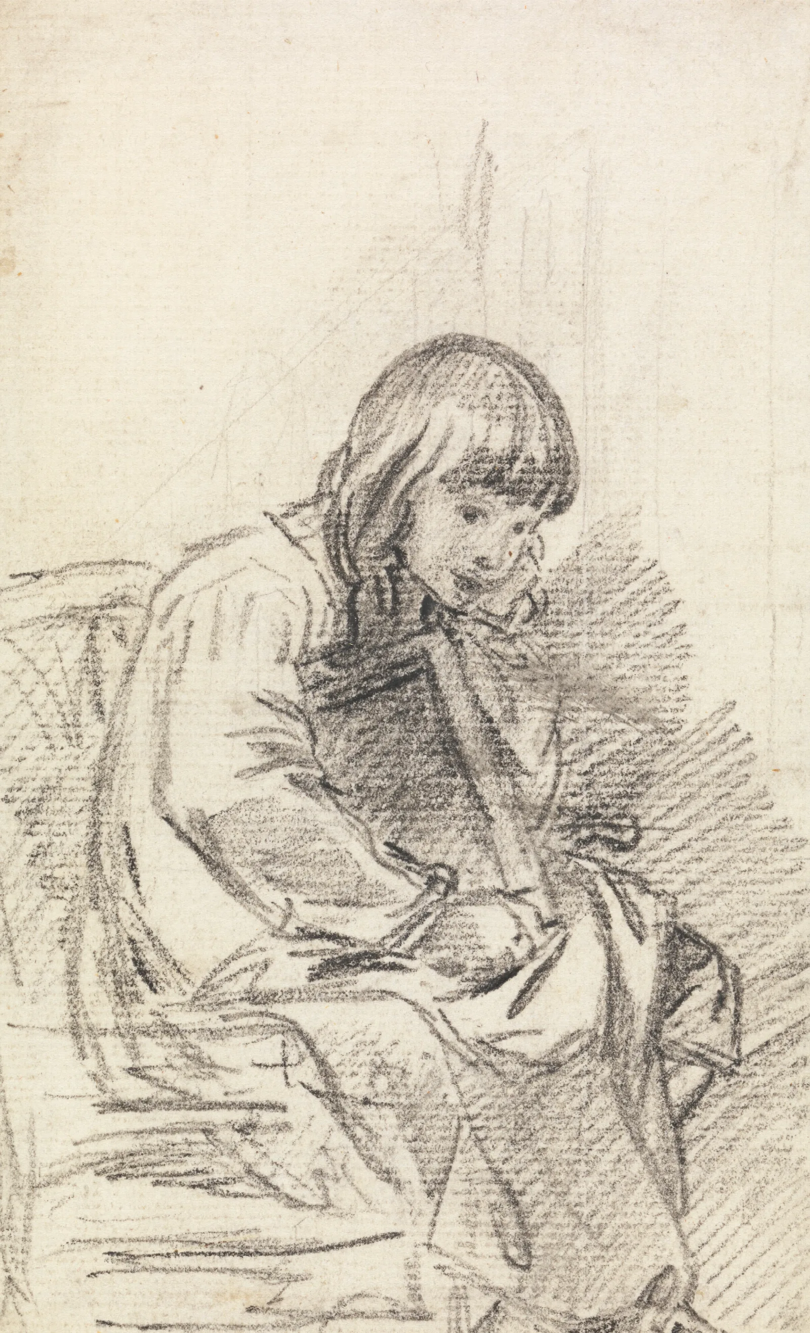 A Child Seated Wall Art by Benjamin West - Canvas Print