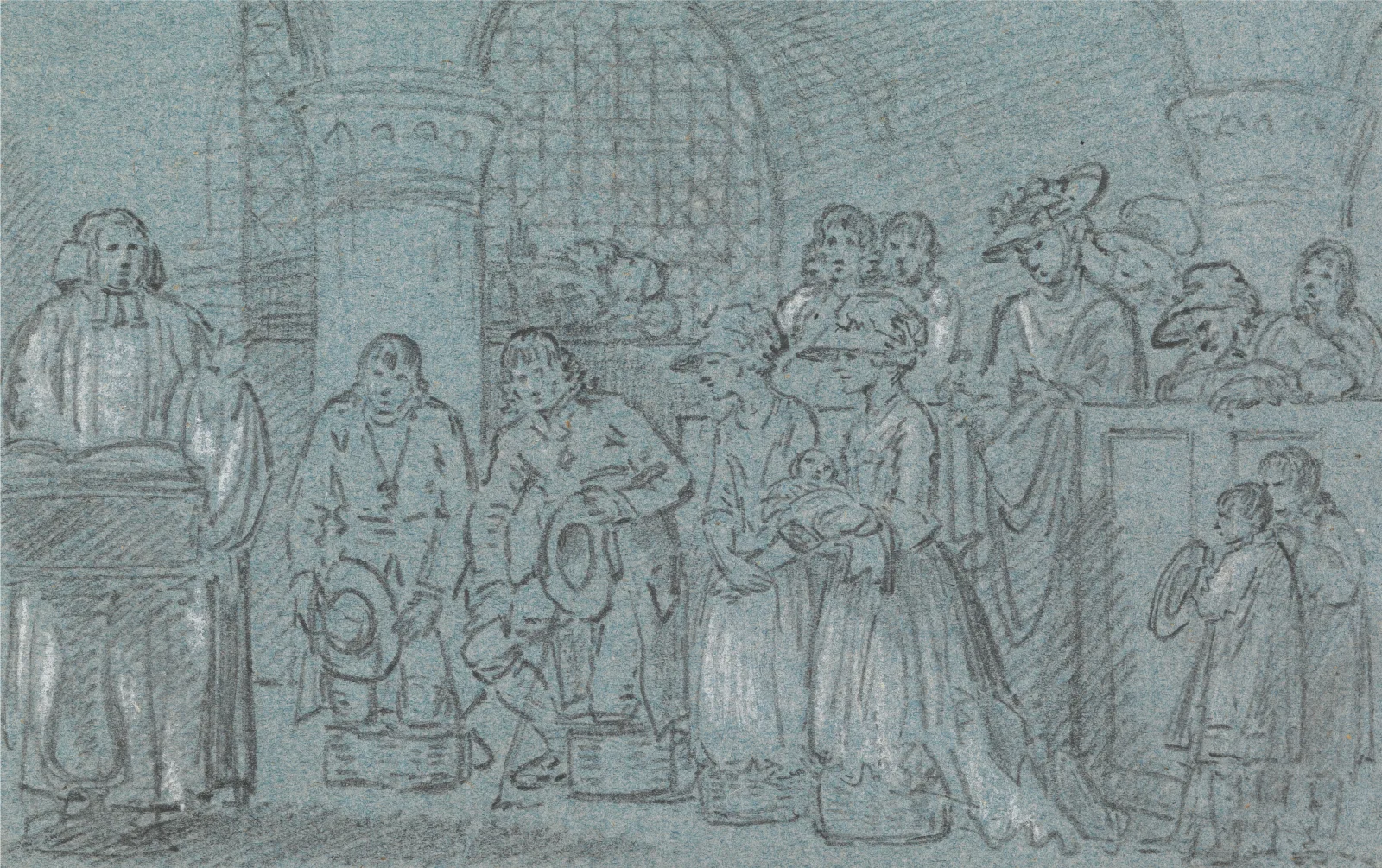 A Christening In Chevening Church Kent Wall Art by Benjamin West - Canvas Print