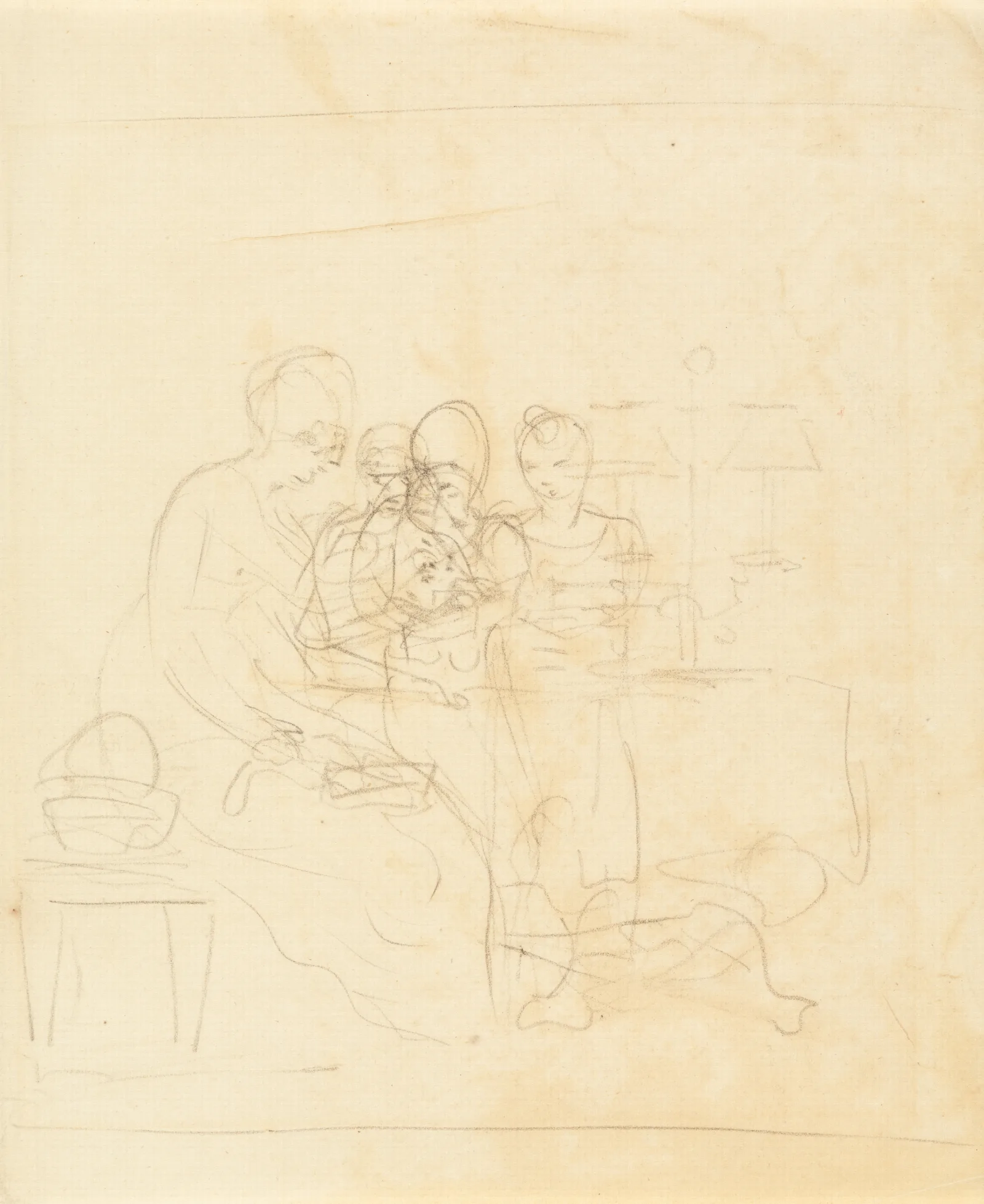 Sketch For A Family Group Wall Art by Benjamin West - Canvas Print