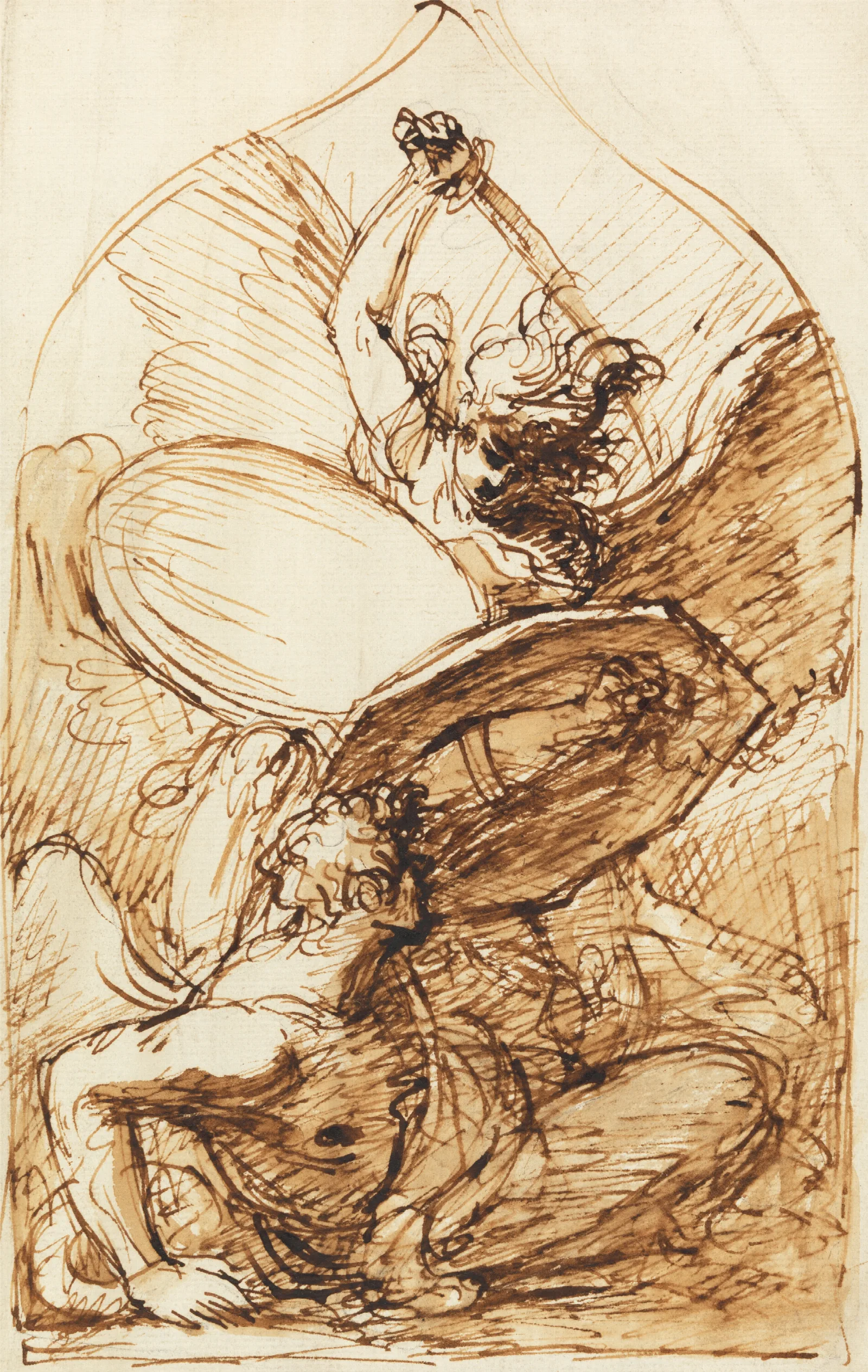 St Michael And Lucifer Wall Art by Benjamin West - Canvas Print