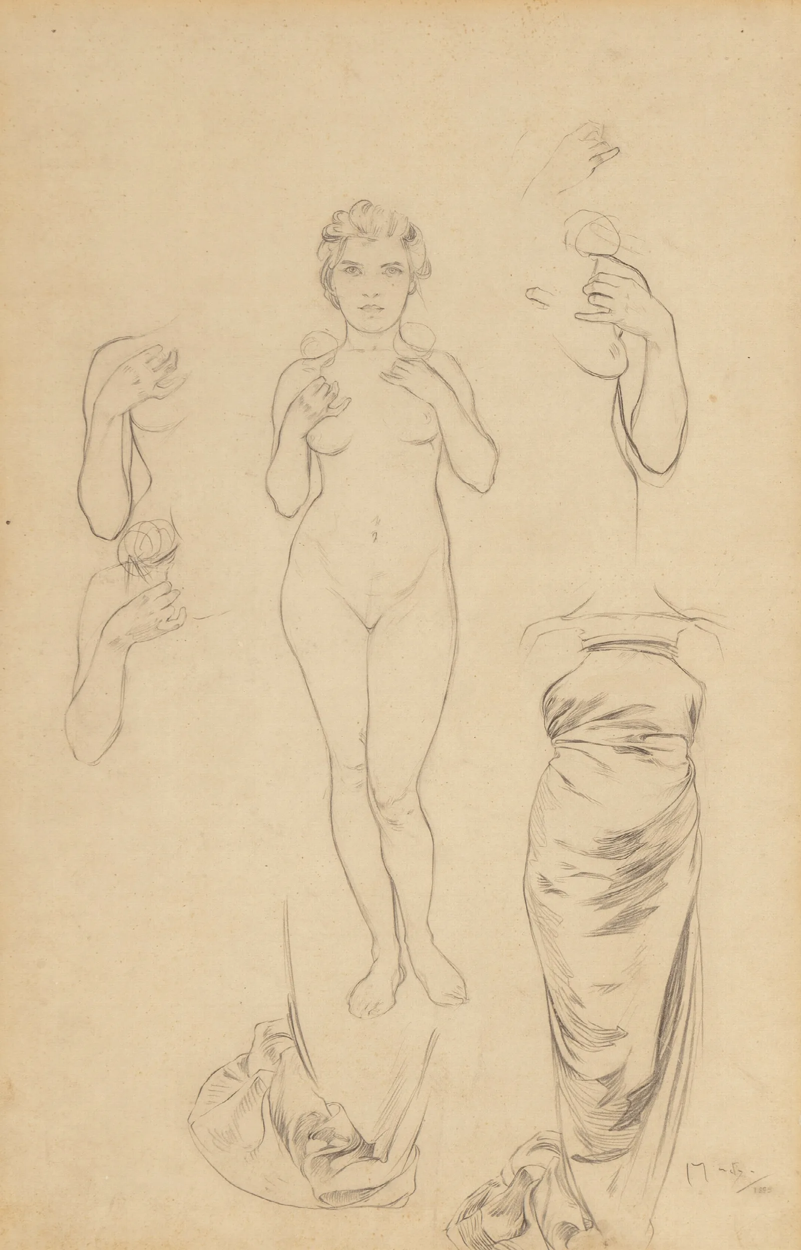 Preliminary Design For The Rose Wall Art by Alphonse Mucha - Canvas Print