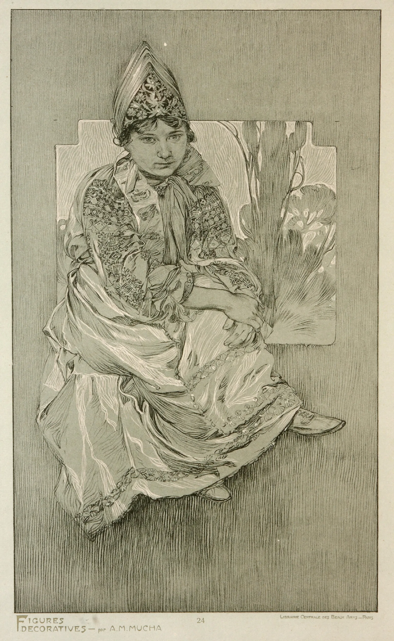 Figures Decoratives Wall Art by Alphonse Mucha - Canvas Print