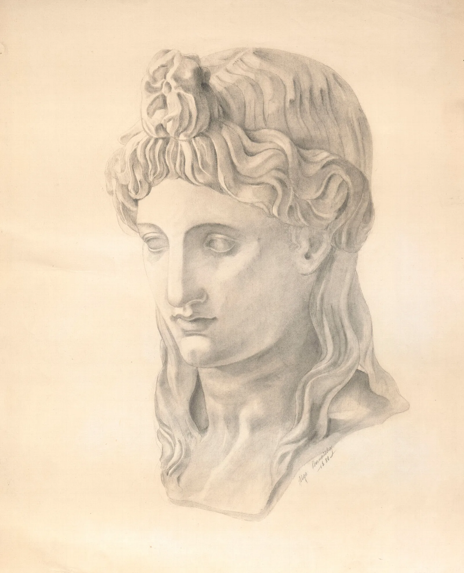 Study Of A Sculpture Kores Head Wall Art by Olga Boznanska - Canvas Print