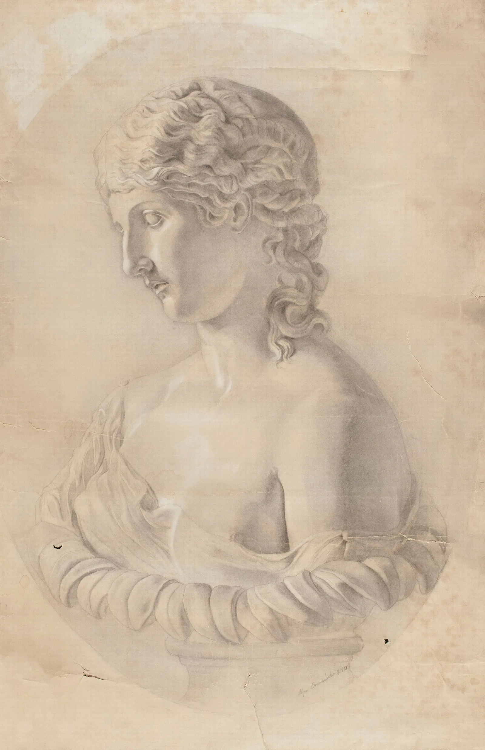 Tracing From A Copy Of An Antique Sculpture Featuring The Bust Of A Woman Wall Art by Olga Boznanska - Canvas Print