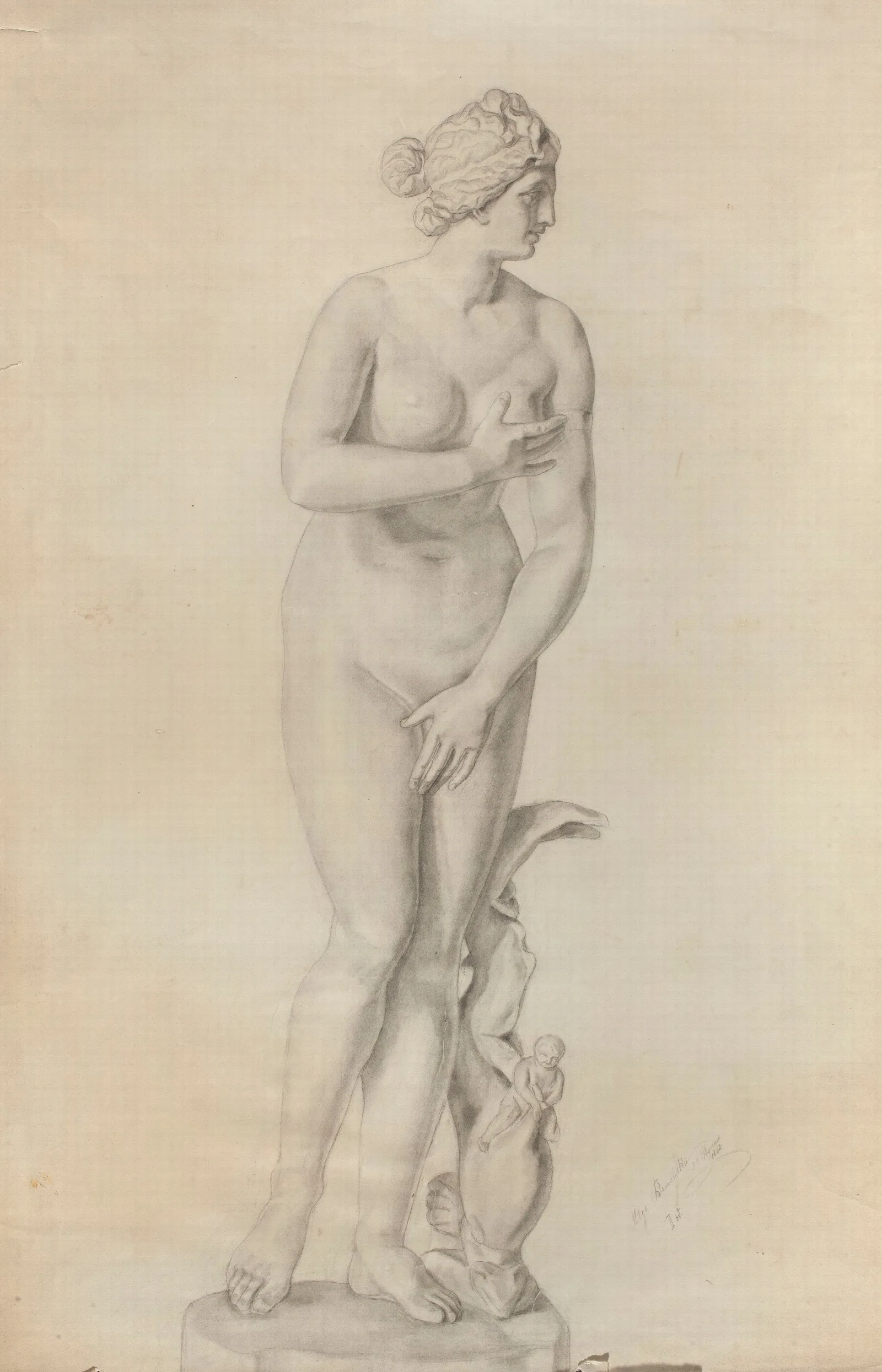 Tracing From A Copy Of Praxiteles Sculpture In The Type Of The Venus De Medici Wall Art by Olga Boznanska - Canvas Print