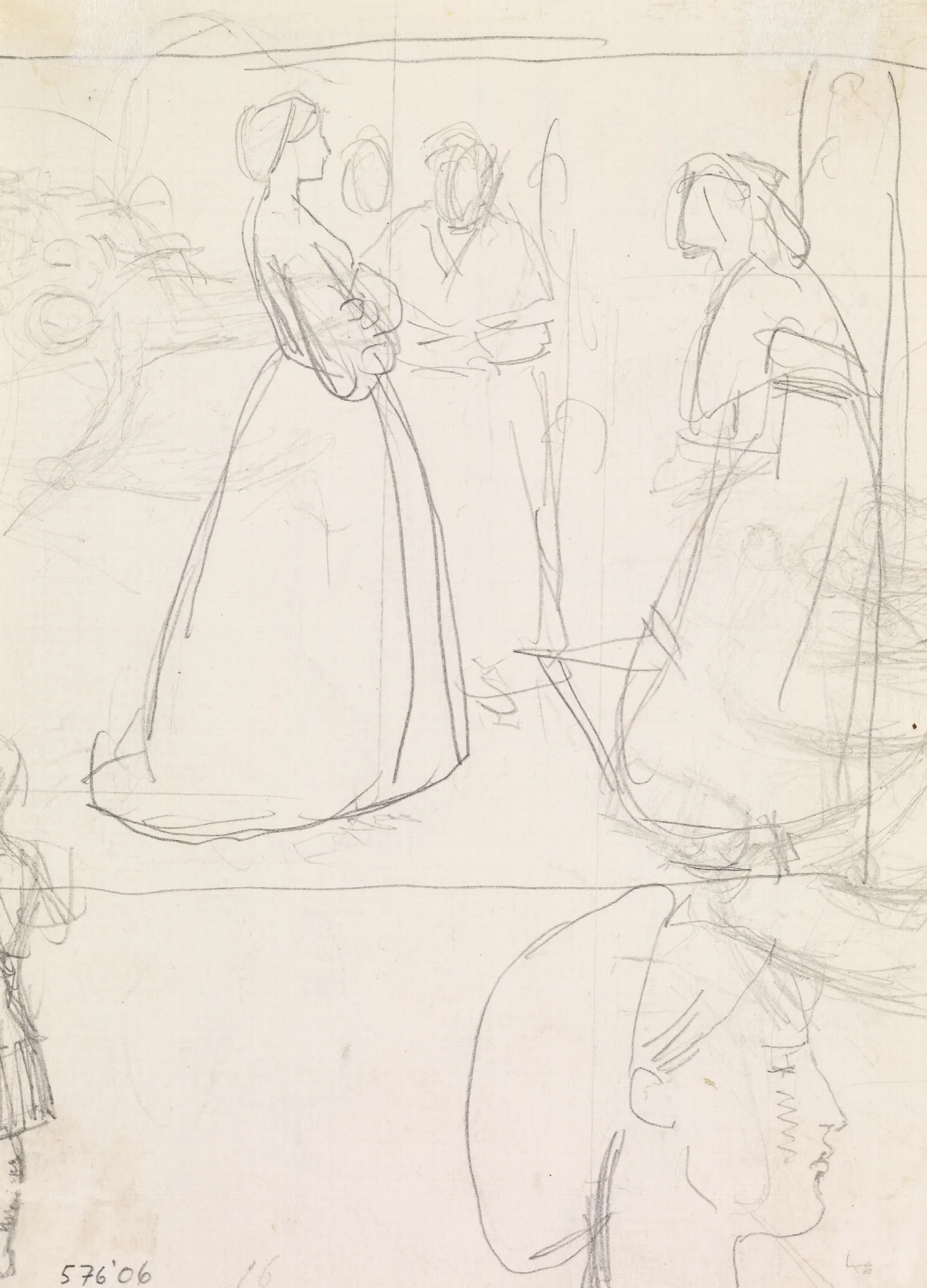 Christina Rossettis Maude Clare Figure And Head Studies Wall Art by Sir John Everett Millais - Canvas Print