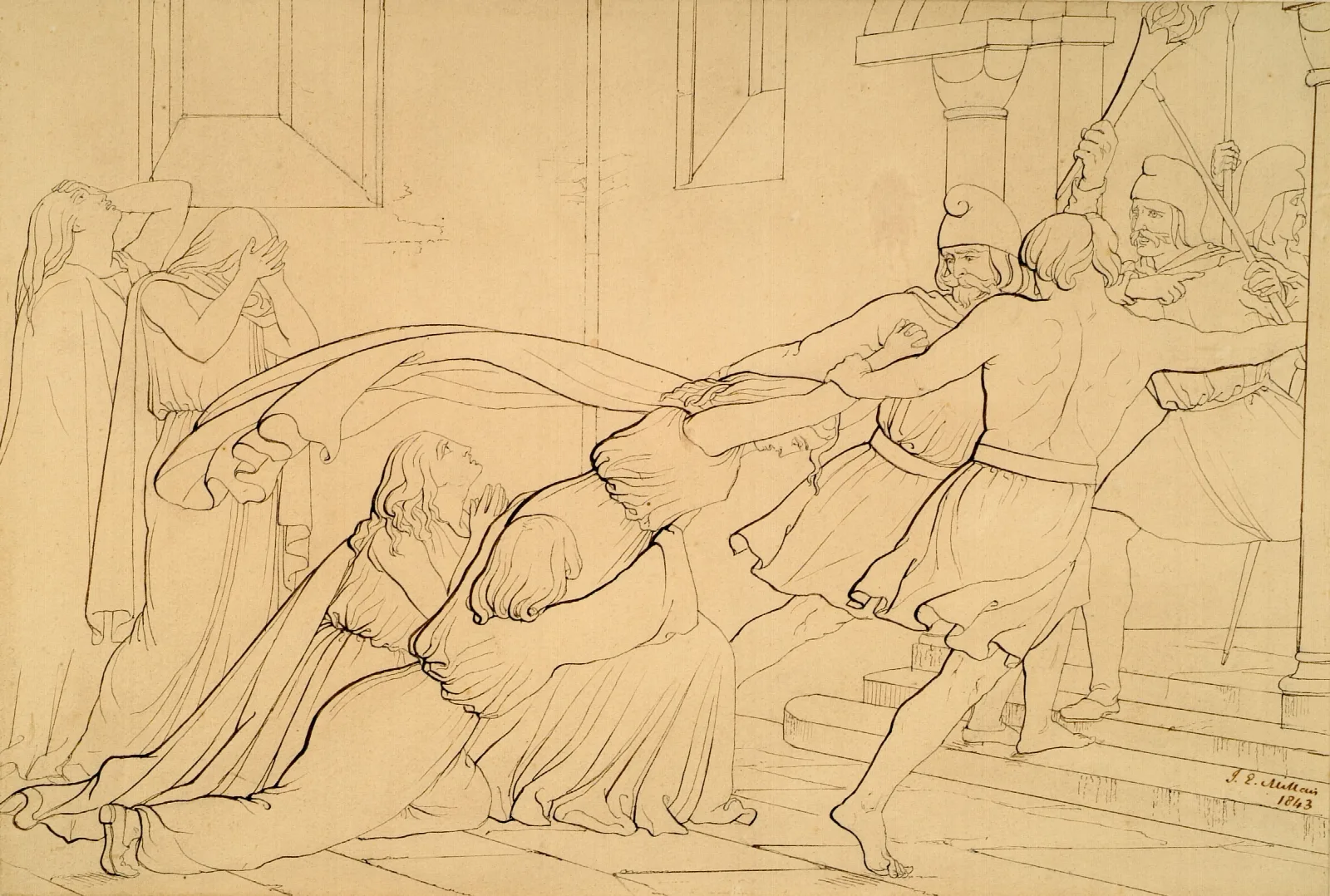 Elgiva Seized By Order Of Odo Archbishop Of Canterbury Wall Art by Sir John Everett Millais - Canvas Print