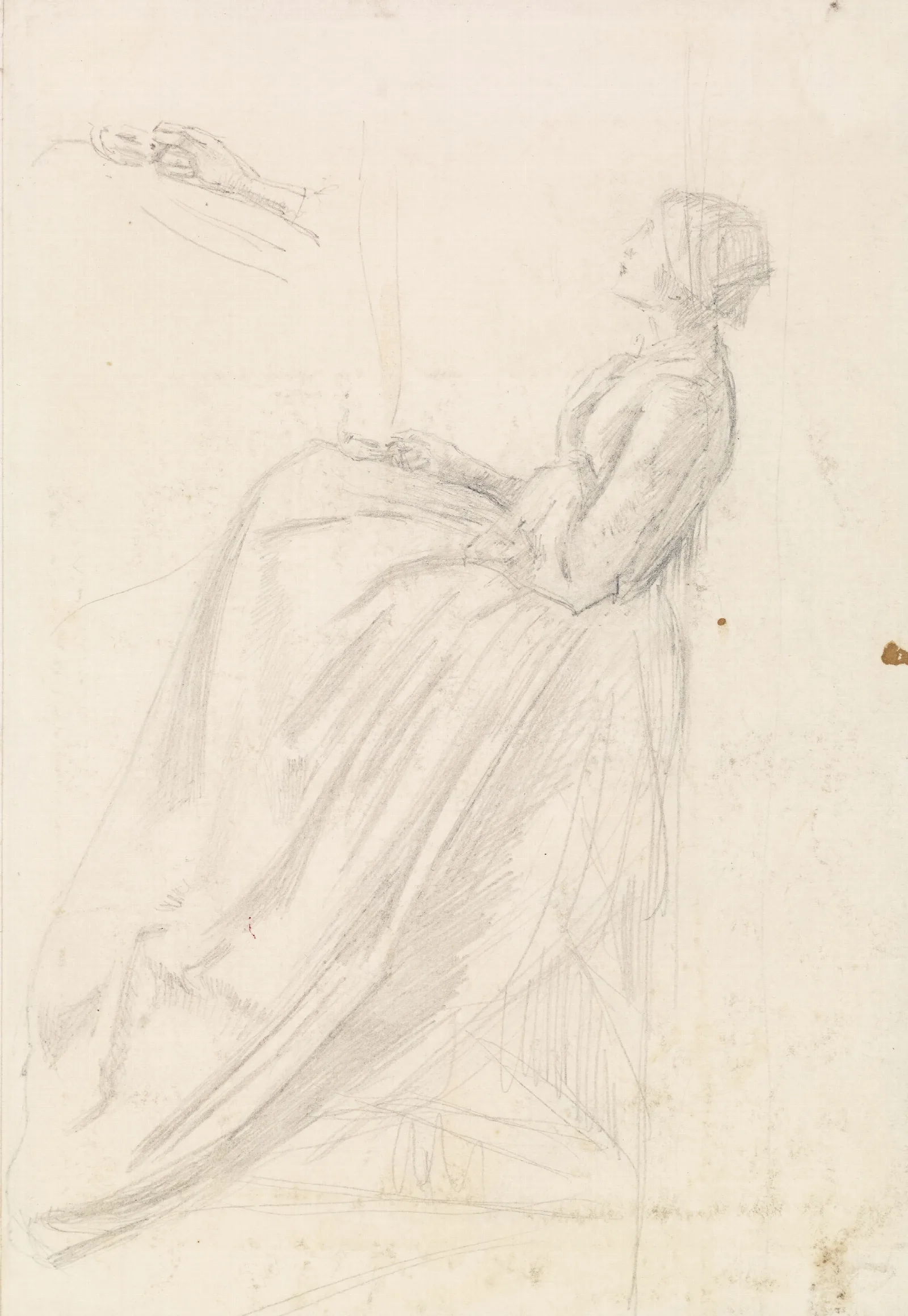 Female Sketch Of A Seated Woman Holding Lamp Wall Art by Sir John Everett Millais - Canvas Print