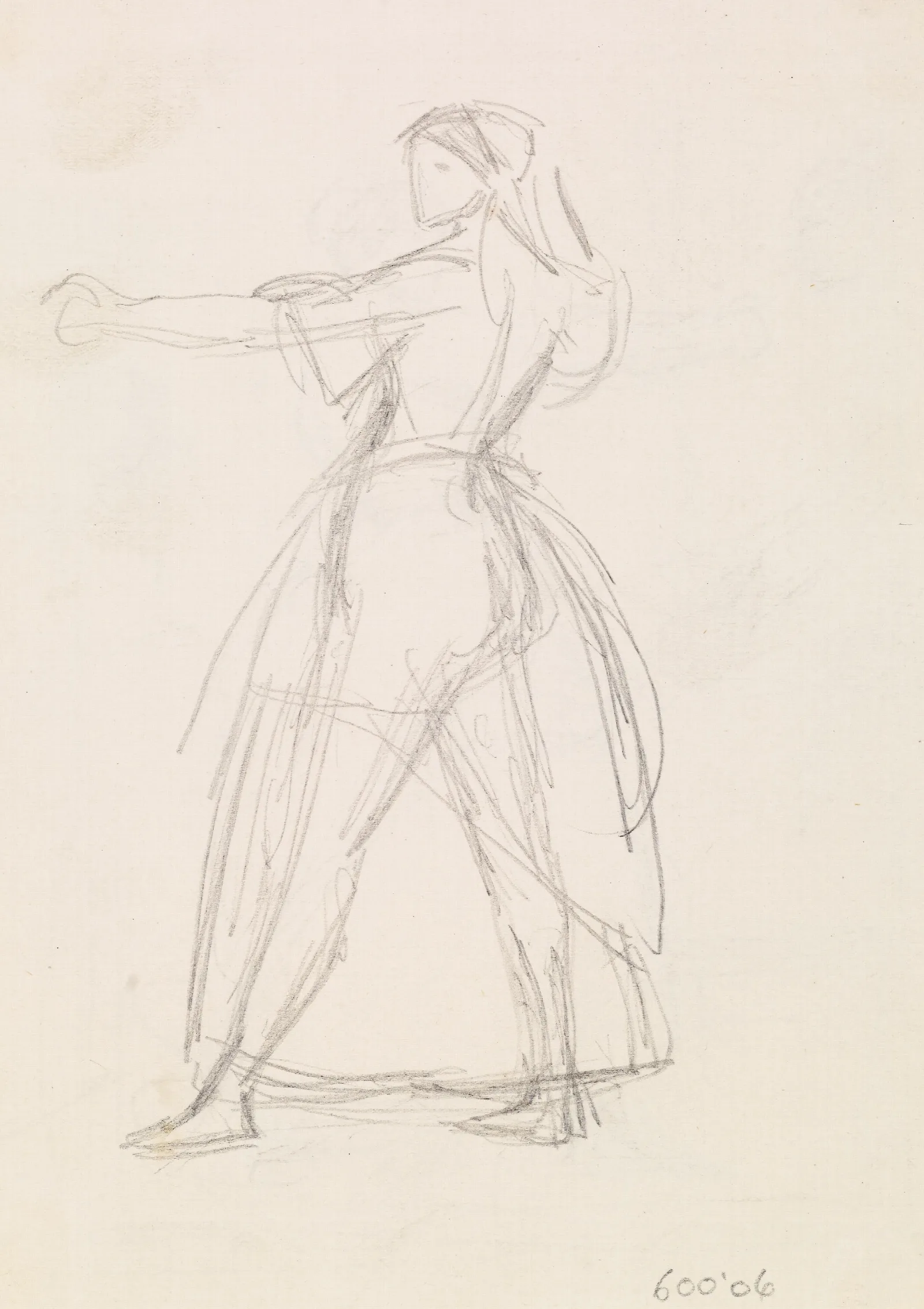 Female Study Of A Woman In A Threatening Attitude Arm Raised Wall Art by Sir John Everett Millais - Canvas Print