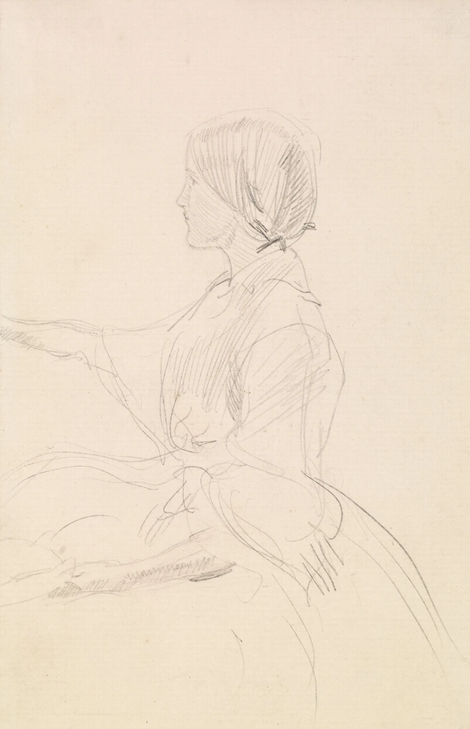 Tennysons The Grandmothers Apology Girl Seated On Floor Wall Art by Sir John Everett Millais - Canvas Print