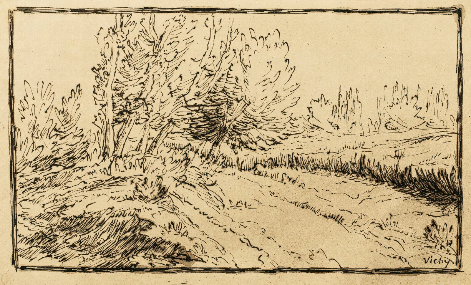 Barbizon Path In The Countryside Vichy Wall Art by Jean-François Millet - Canvas Print