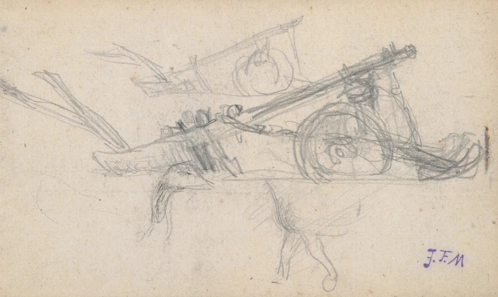 Wheeled Plow And Other Studies Wall Art by Jean-François Millet - Canvas Print