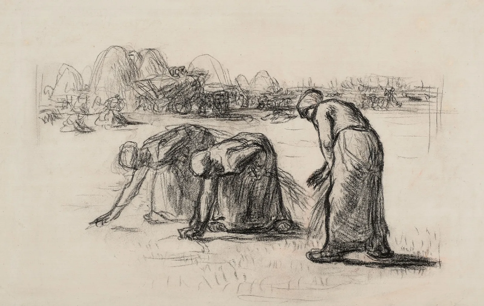Etude Pour Les Glaneuses Wall Art by Jean-François Millet - Canvas Print