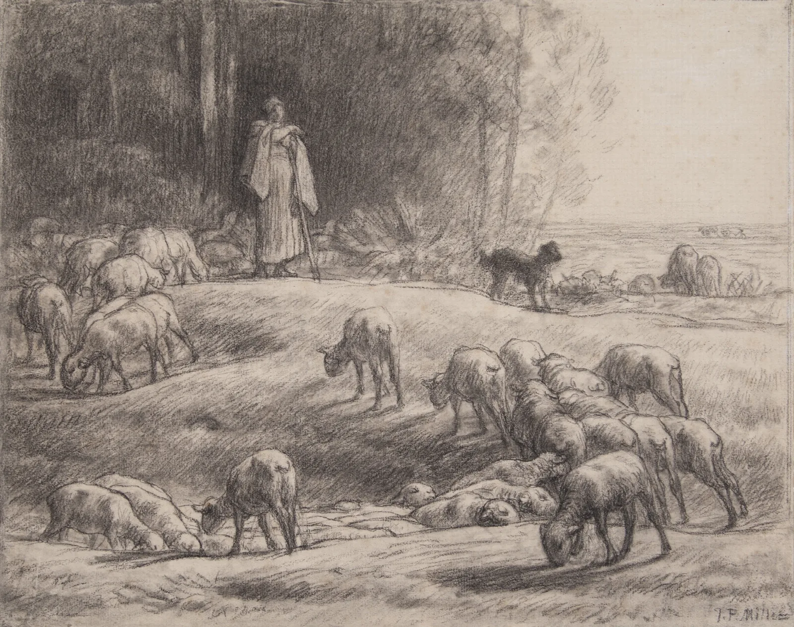 The Shepherdess 9 Wall Art by Jean-François Millet - Canvas Print