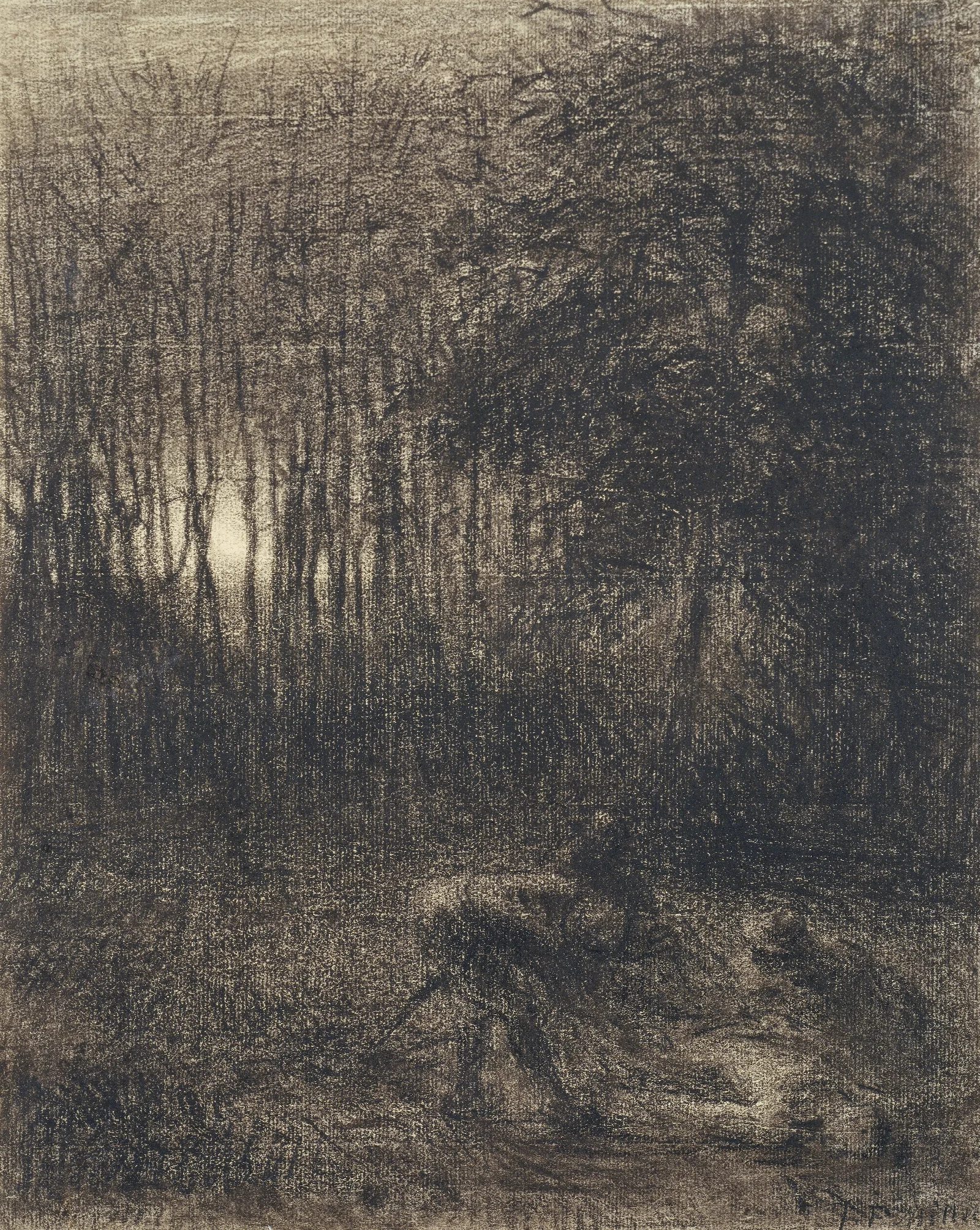 Nocturnal Scene In A Forest Wall Art by Jean-François Millet - Canvas Print