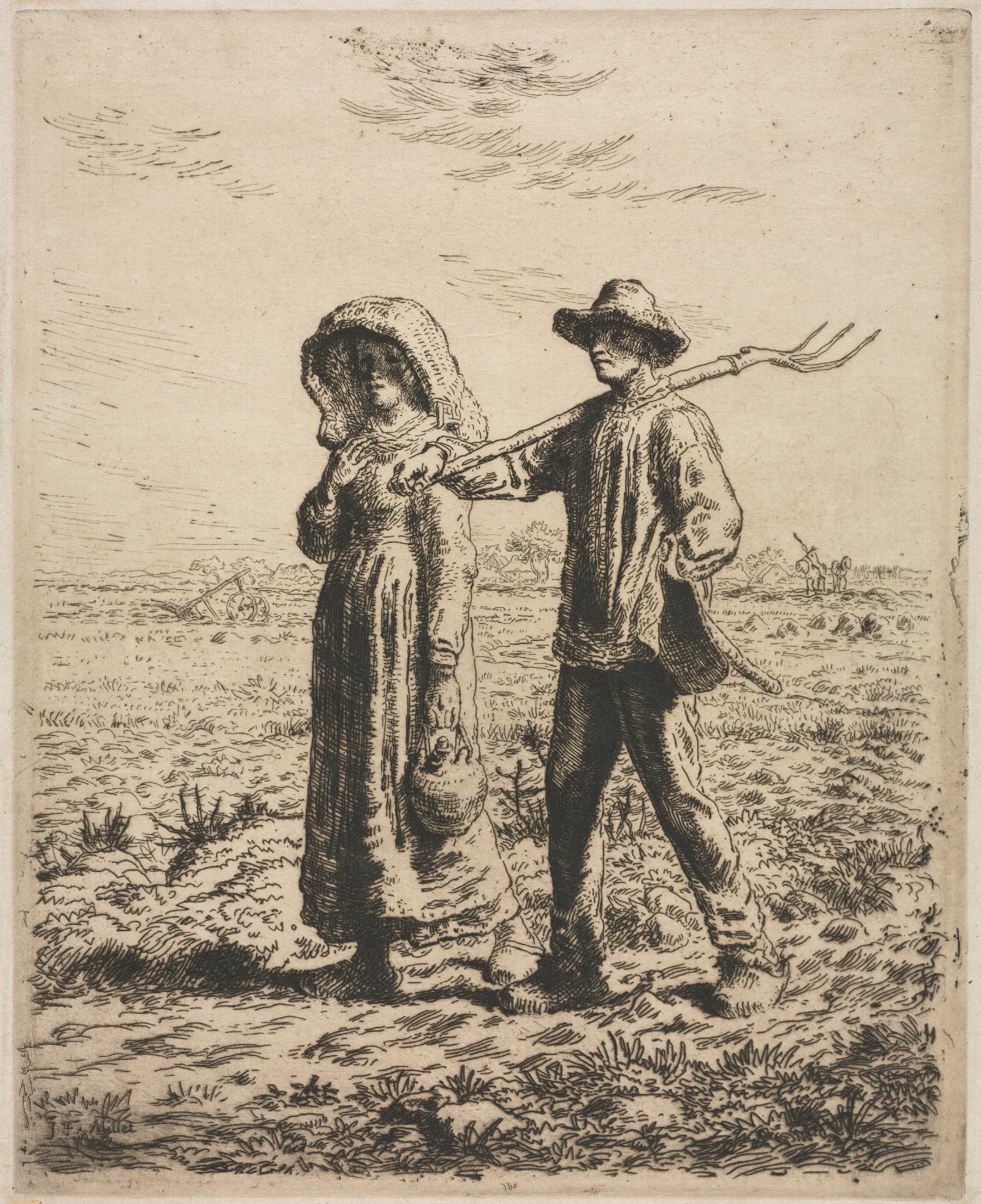 Going To Work 3 Wall Art by Jean-François Millet - Canvas Print