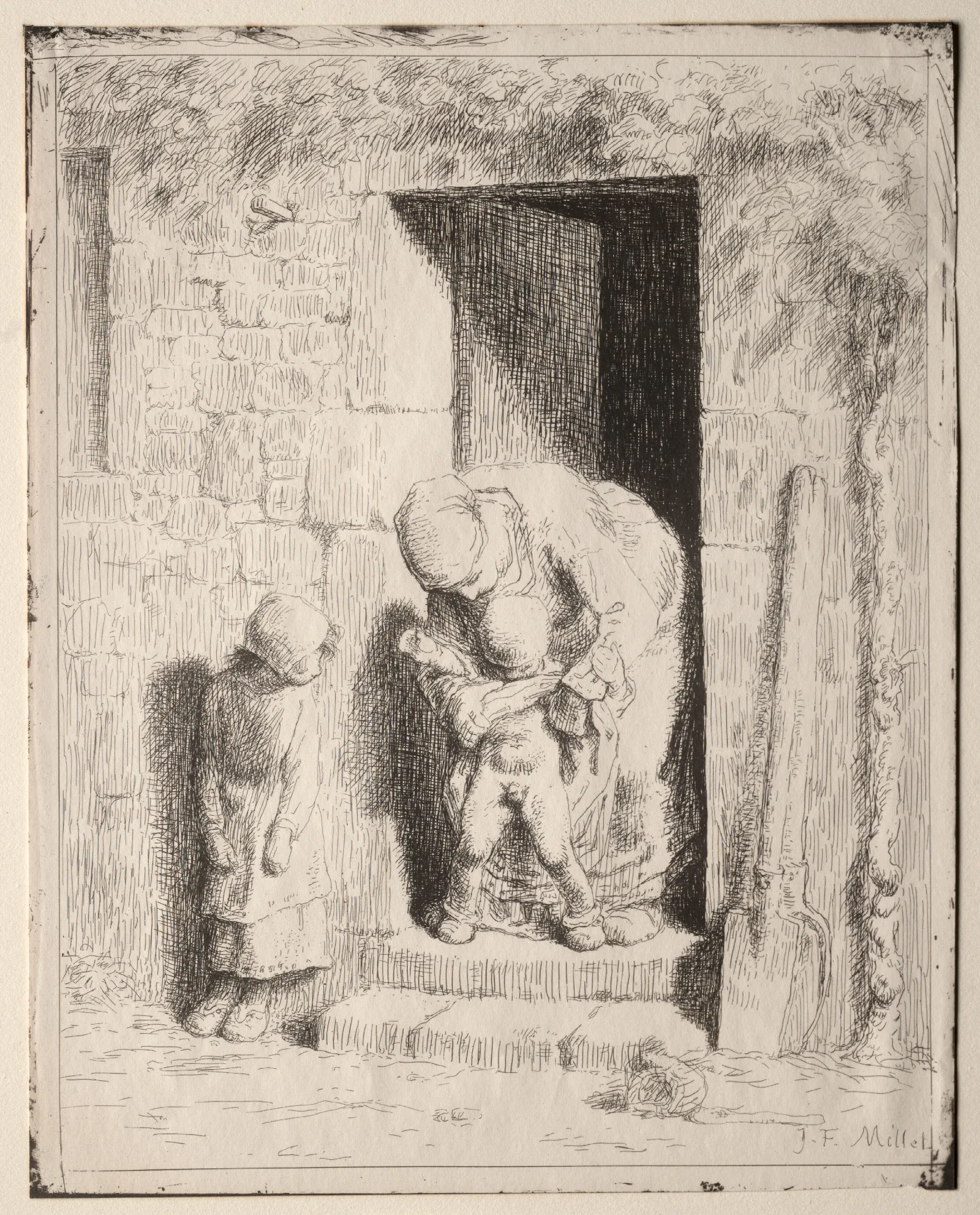 Maternal Precaution Wall Art by Jean-François Millet - Canvas Print