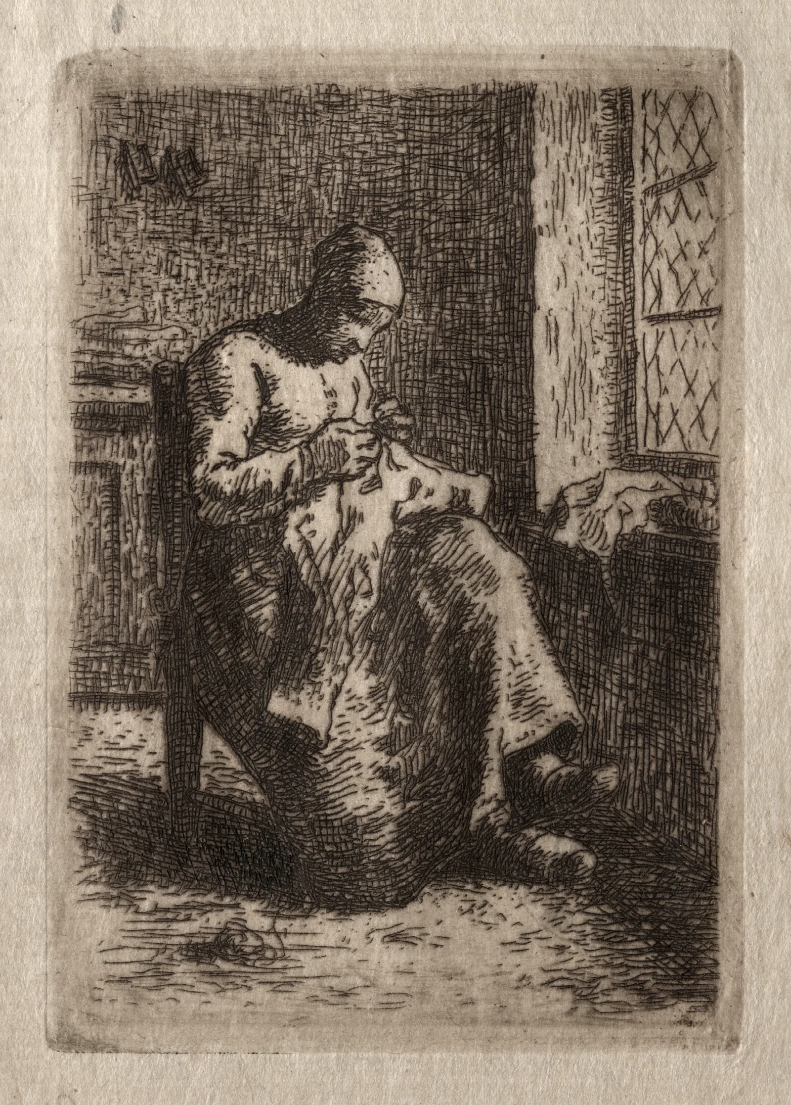 Woman Sewing 9 Wall Art by Jean-François Millet - Canvas Print