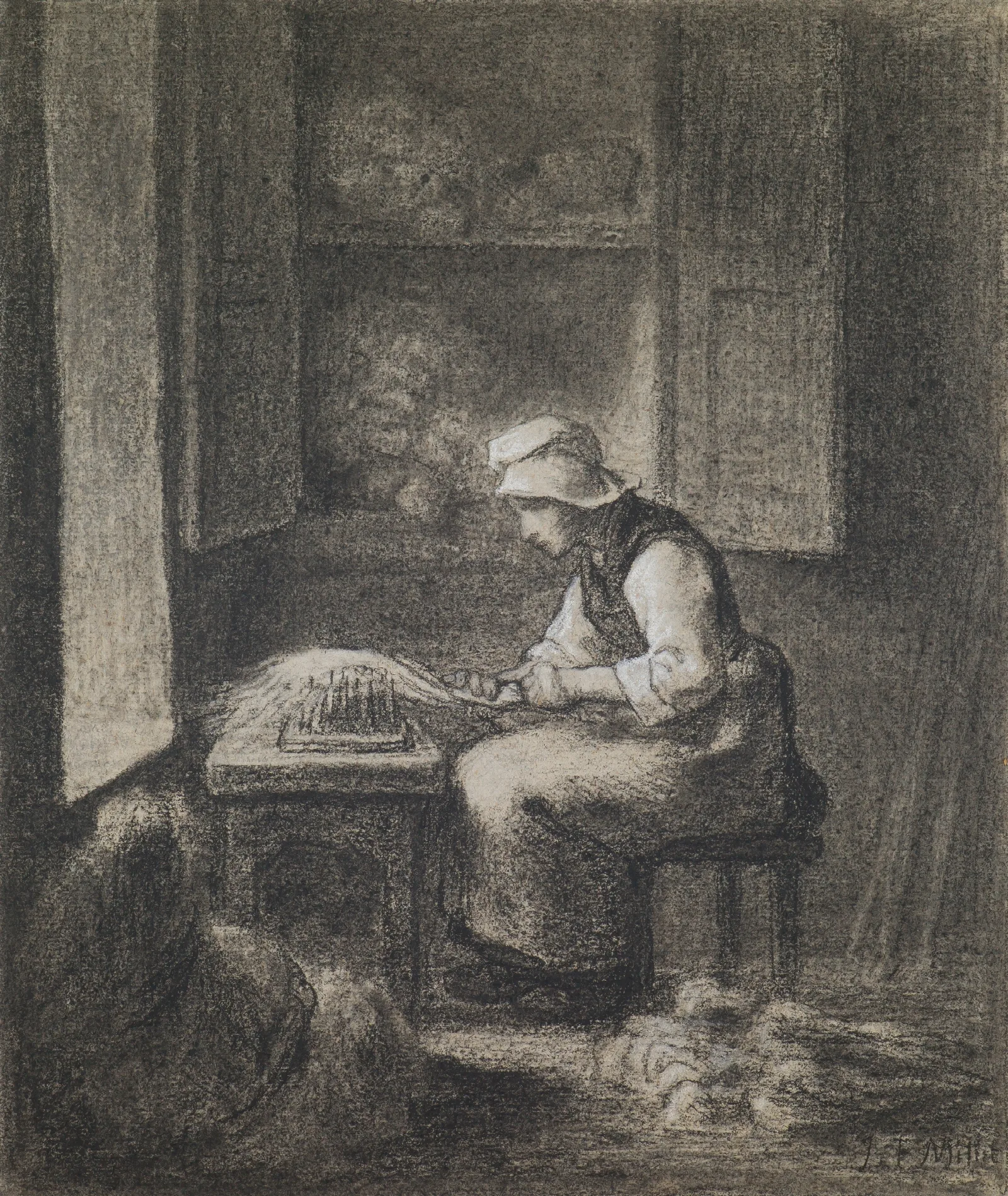 The Carder Wall Art by Jean-François Millet - Canvas Print