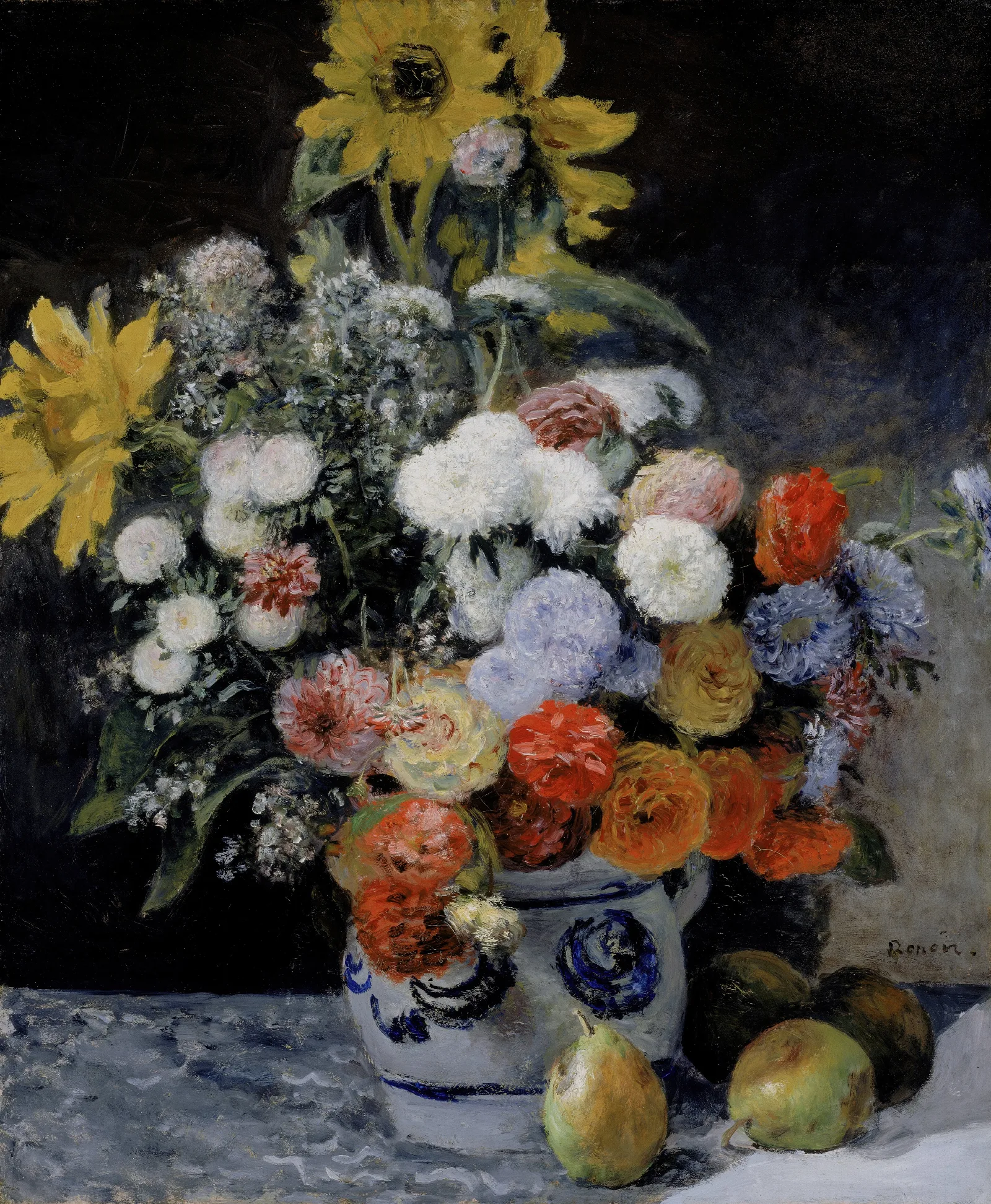 Mixed Flowers In An Earthenware Pot Wall Art by Pierre-Auguste Renoir - Canvas Print