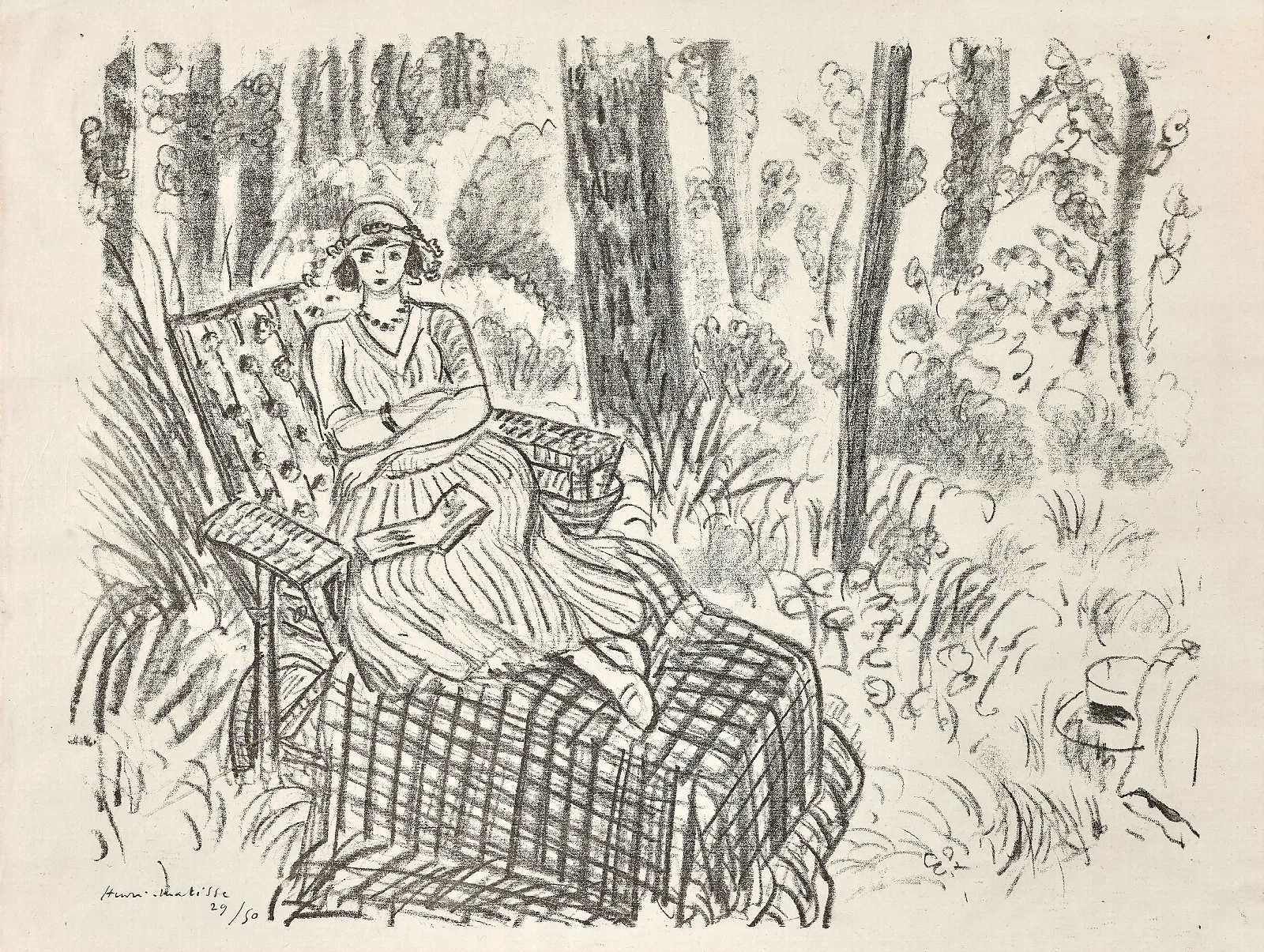 Jeune Femme A La Chaise Longue Dans Un Sous Bois Wall Art by Henri Matisse - Canvas Print