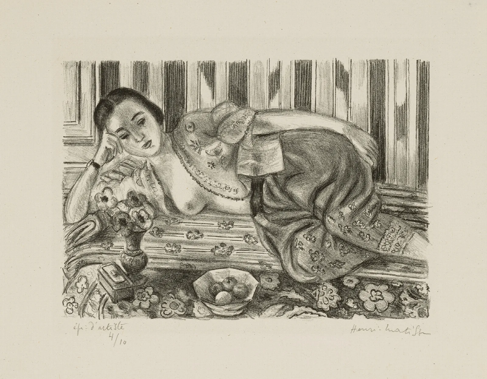 Odalisque A La Culotte De Satin Rouge Wall Art by Henri Matisse - Canvas Print