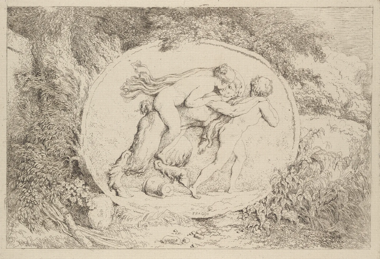 Nymph Astride A Satyr Wall Art by Jean-Honoré Fragonard - Canvas Print