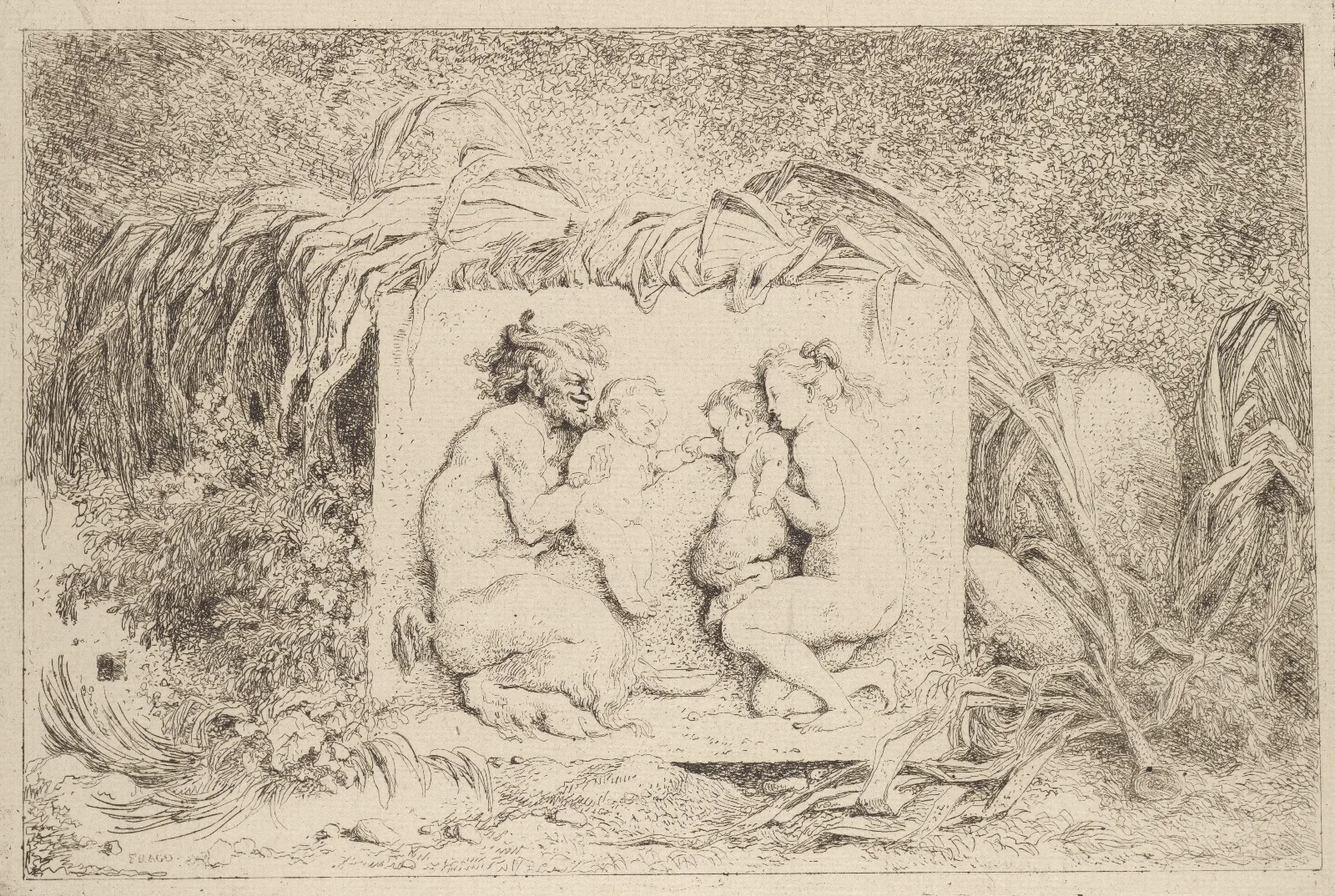 The Satyrs Family Wall Art by Jean-Honoré Fragonard - Canvas Print