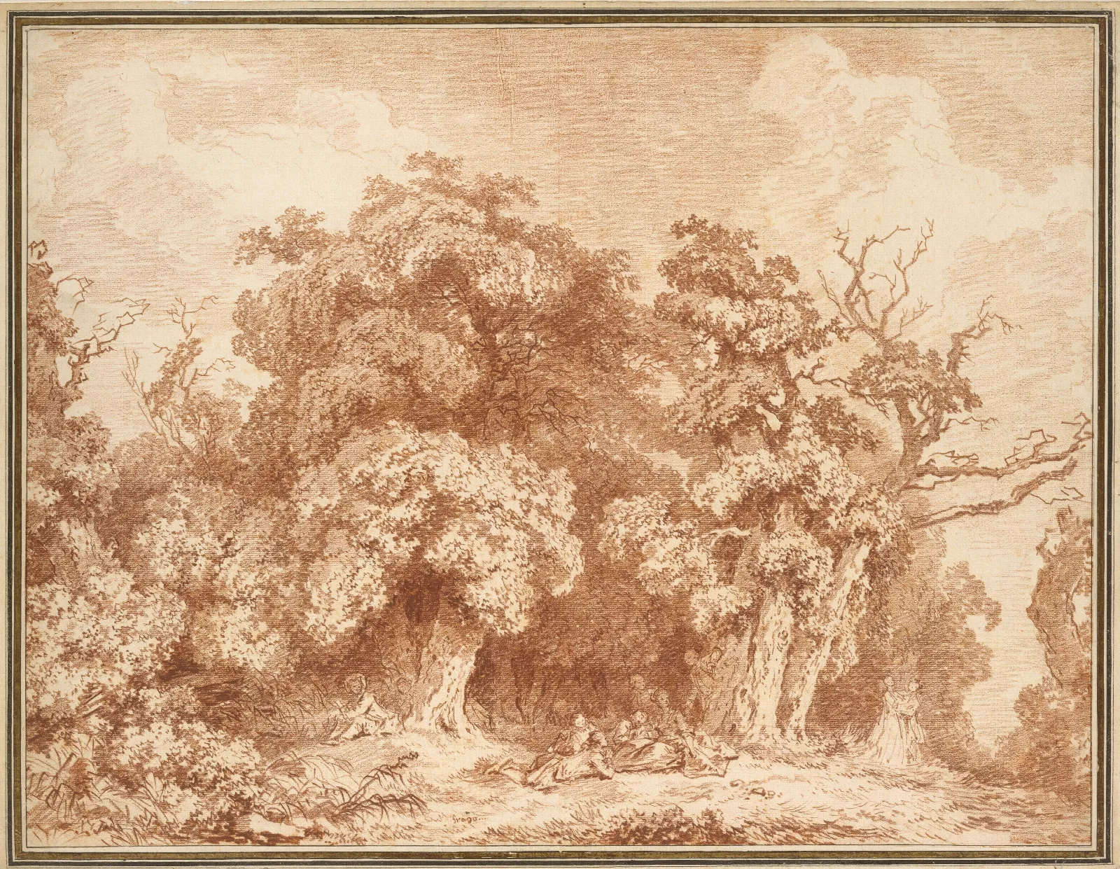 A Gathering At Woods Edge Wall Art by Jean-Honoré Fragonard - Canvas Print