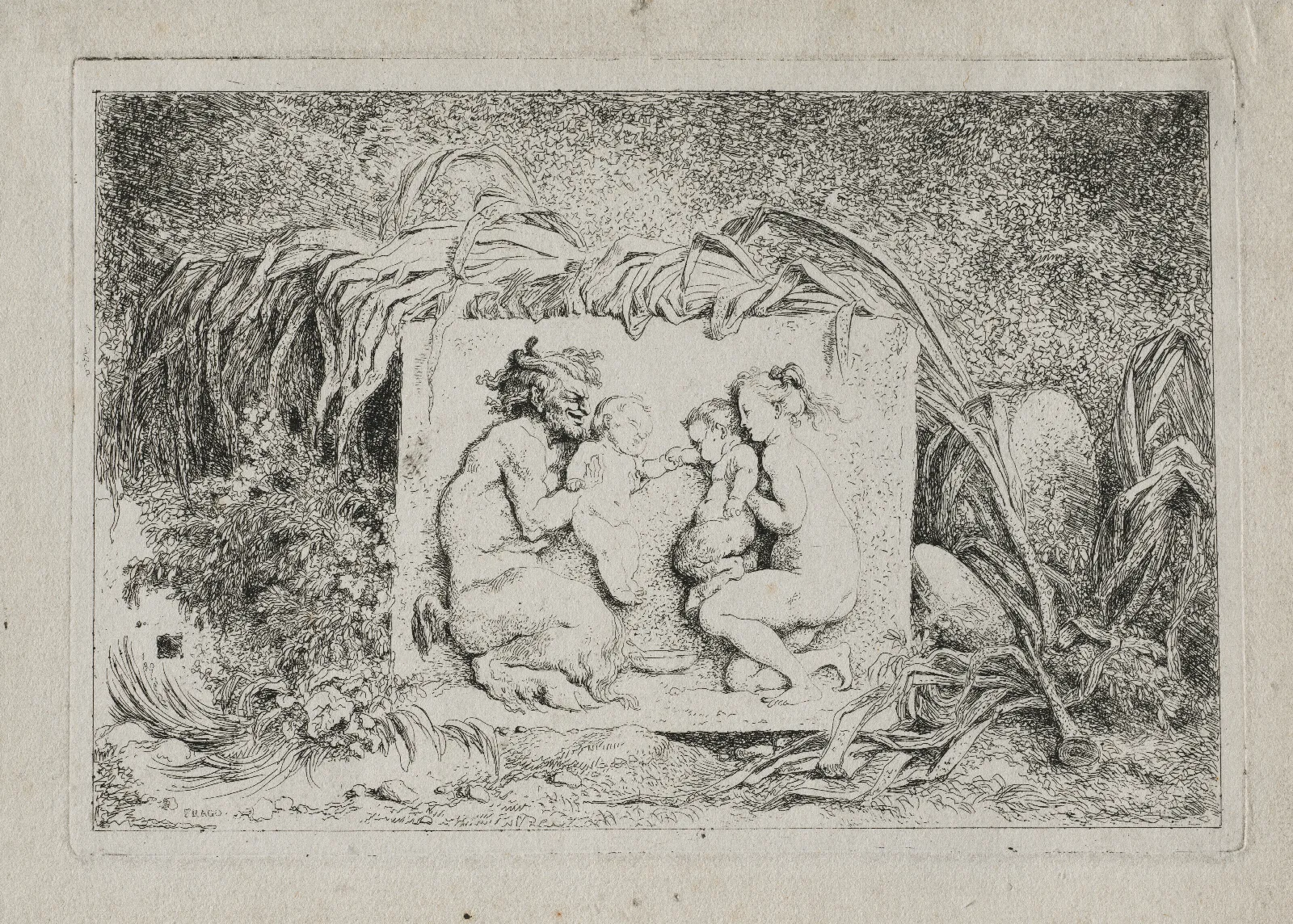 Bacchanales The Satyrs Family Wall Art by Jean-Honoré Fragonard - Canvas Print