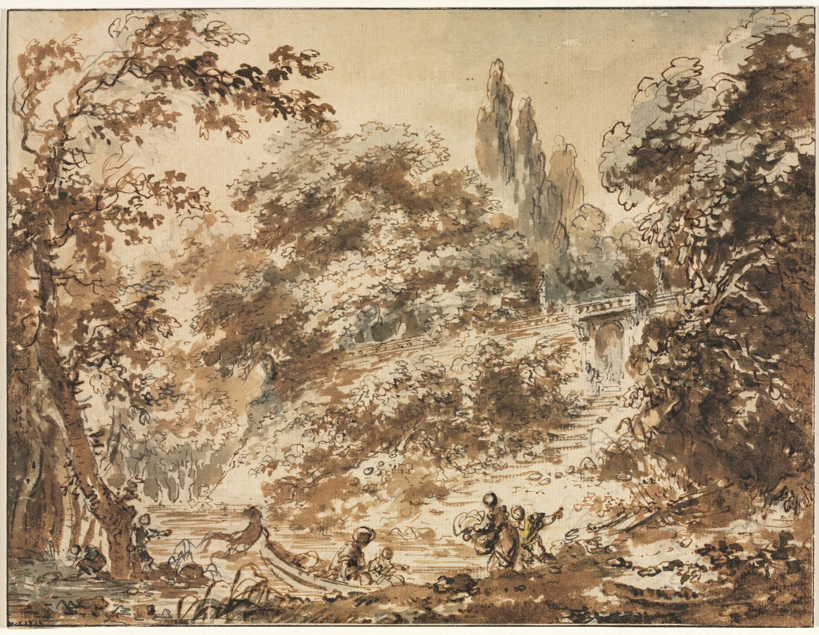 Scene In A Park 5 Wall Art by Jean-Honoré Fragonard - Canvas Print