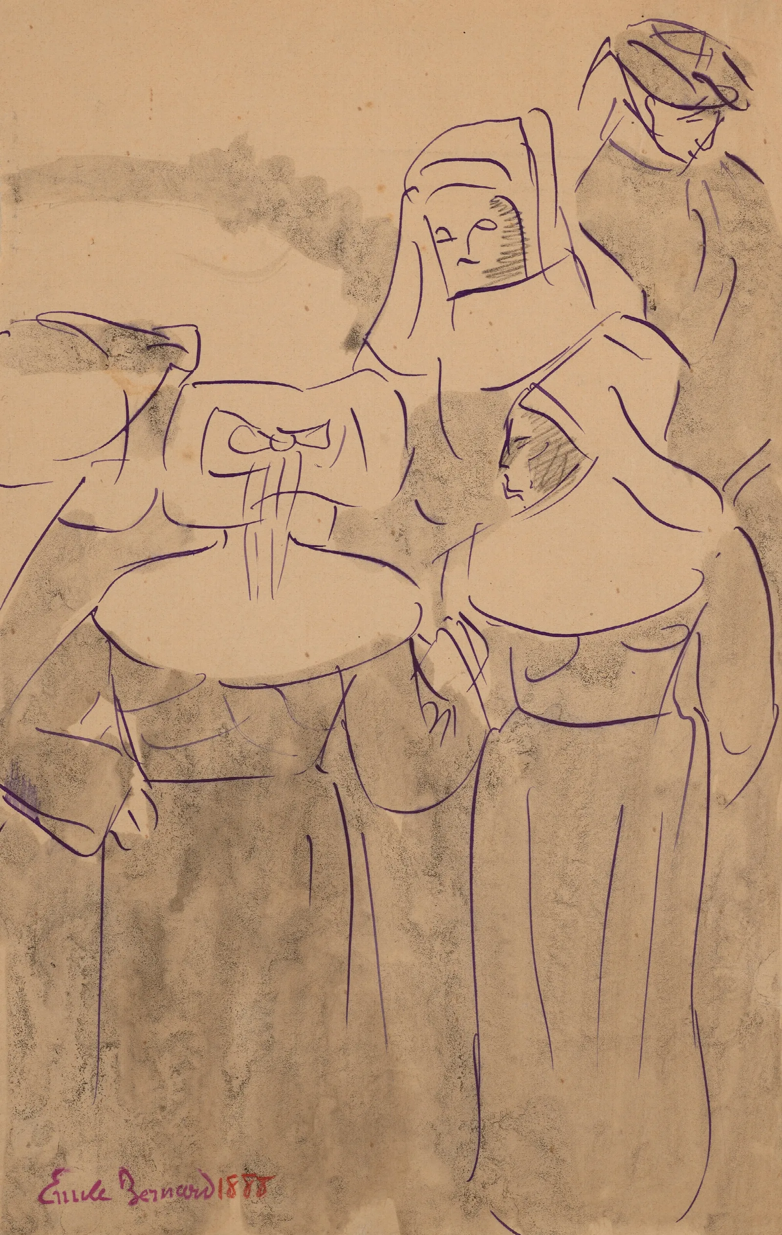Cinq Personnages Bretons Wall Art by Emile Bernard - Canvas Print