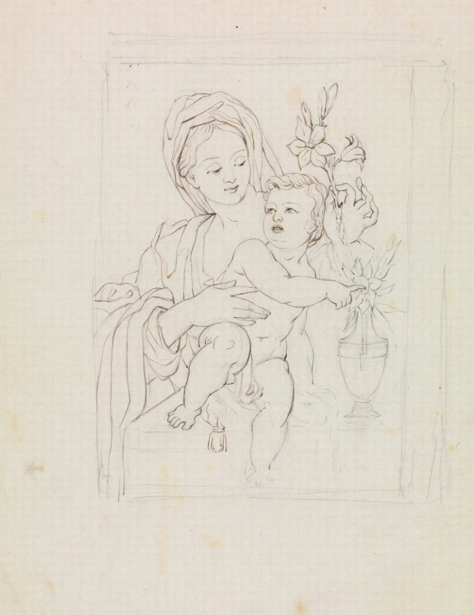 Study Of A Woman And Child 3 Wall Art by Robert Smirke - Canvas Print