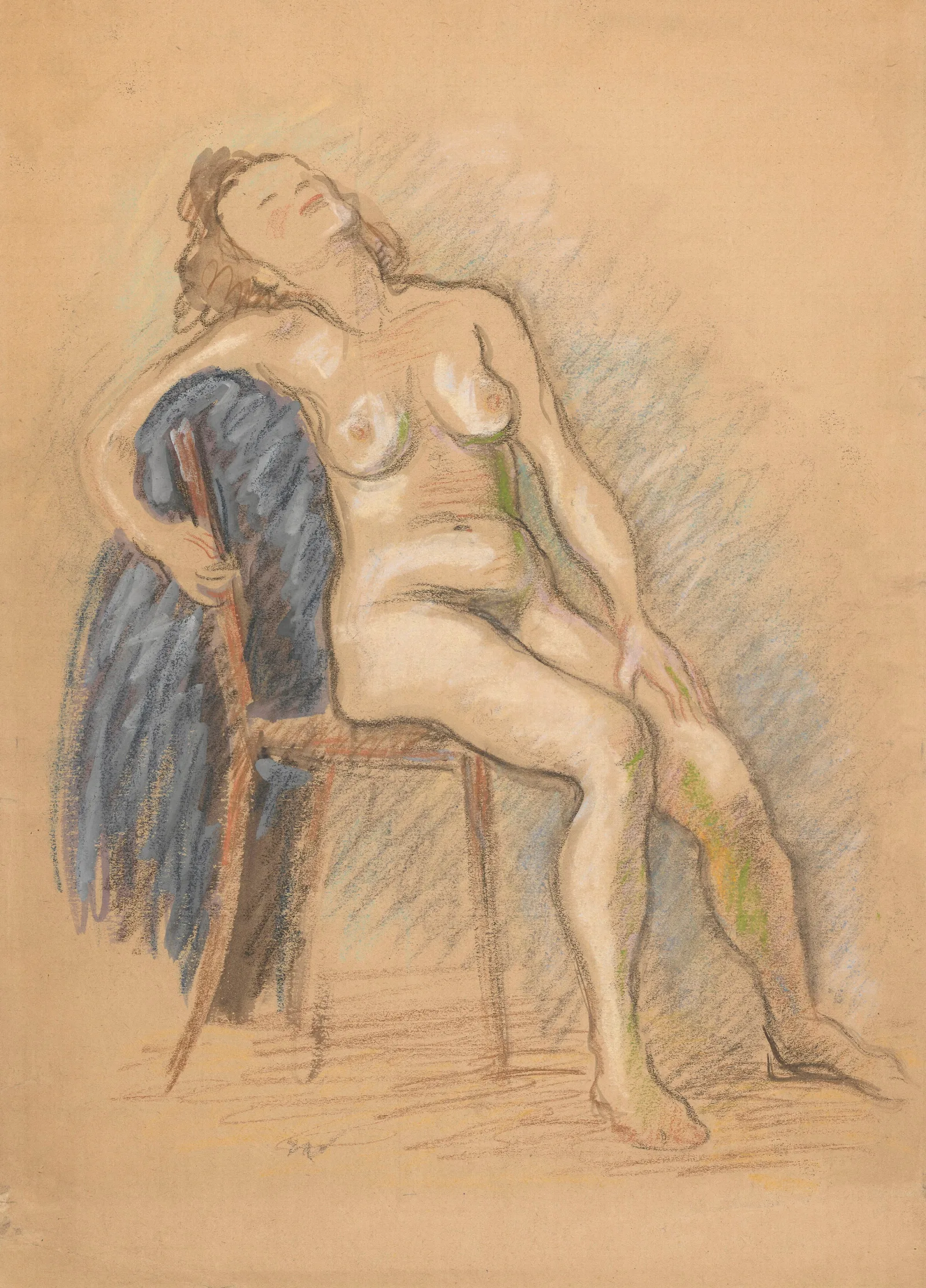 Nude Sitting In A Chair Wall Art by Zygmunt Waliszewski - Canvas Print