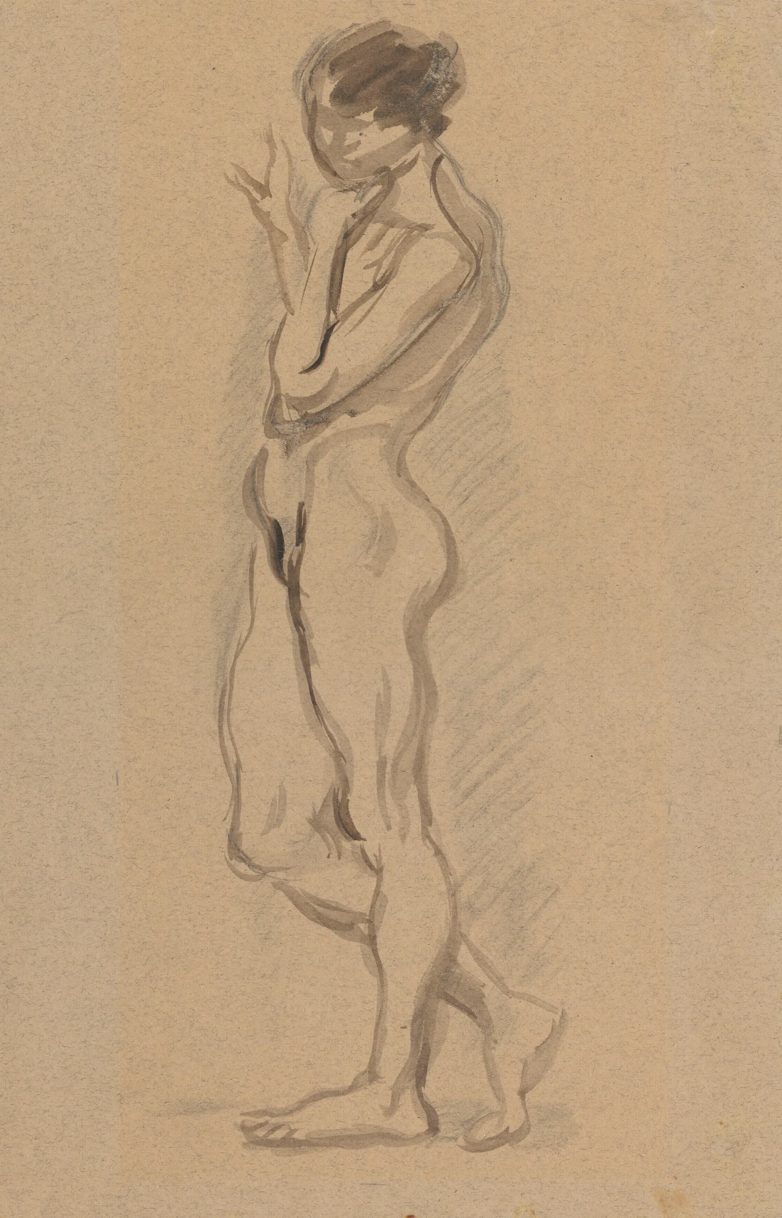 Nude Standing Sideways Wall Art by Zygmunt Waliszewski - Canvas Print