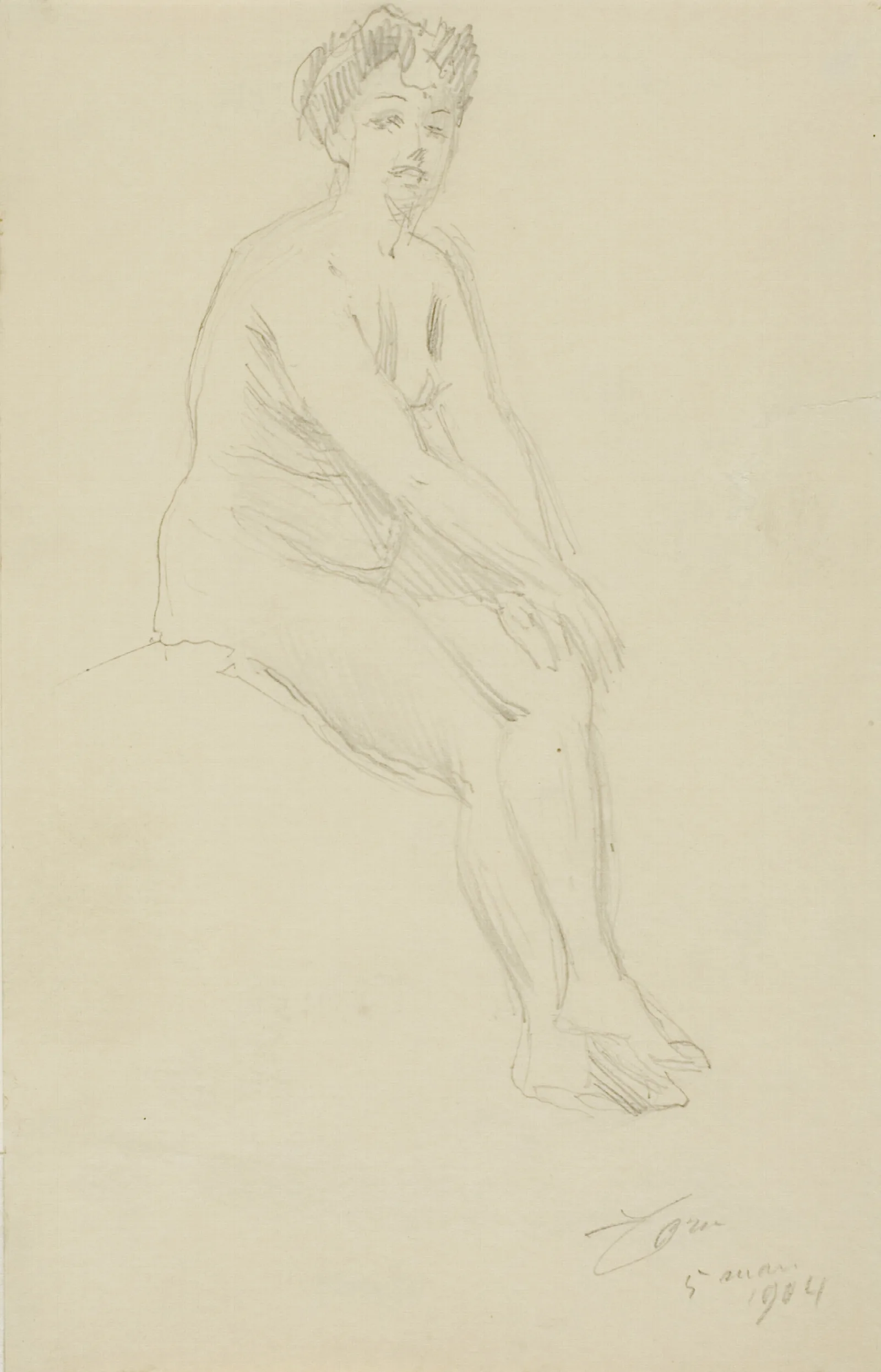 Seated Female Nude 16 Wall Art by Anders Zorn - Canvas Print