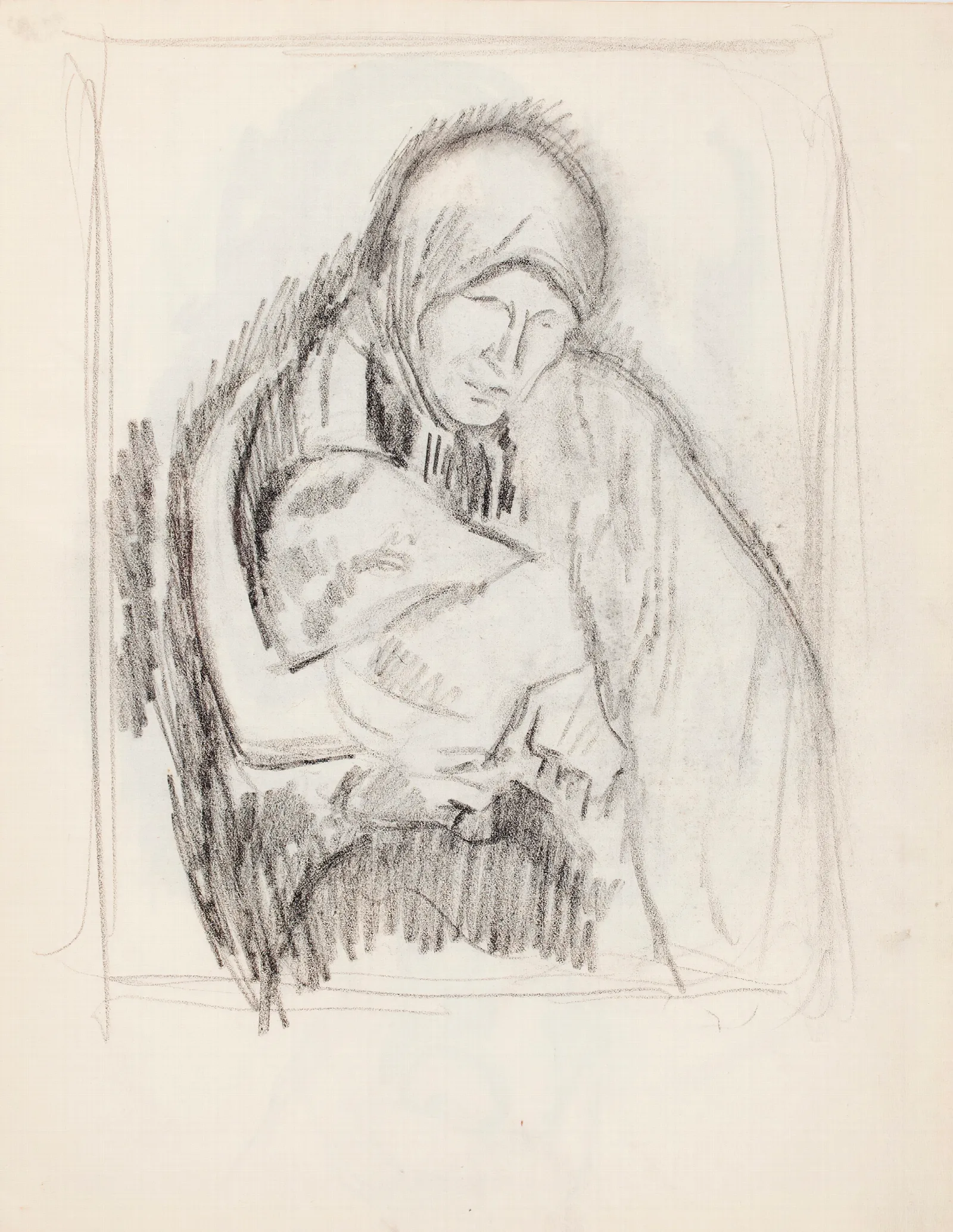 Luonnos Maalaukseen Aiti Ja Lapsi Pieta 2 Wall Art by Magnus Enckell - Canvas Print